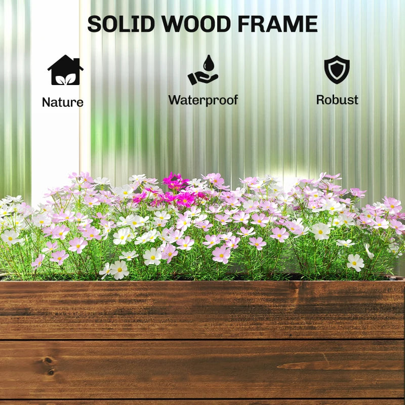 Raised Garden Bed with Wheels & Drainage Holes, Outdoor Planter Box with Liner for Patio Balcony