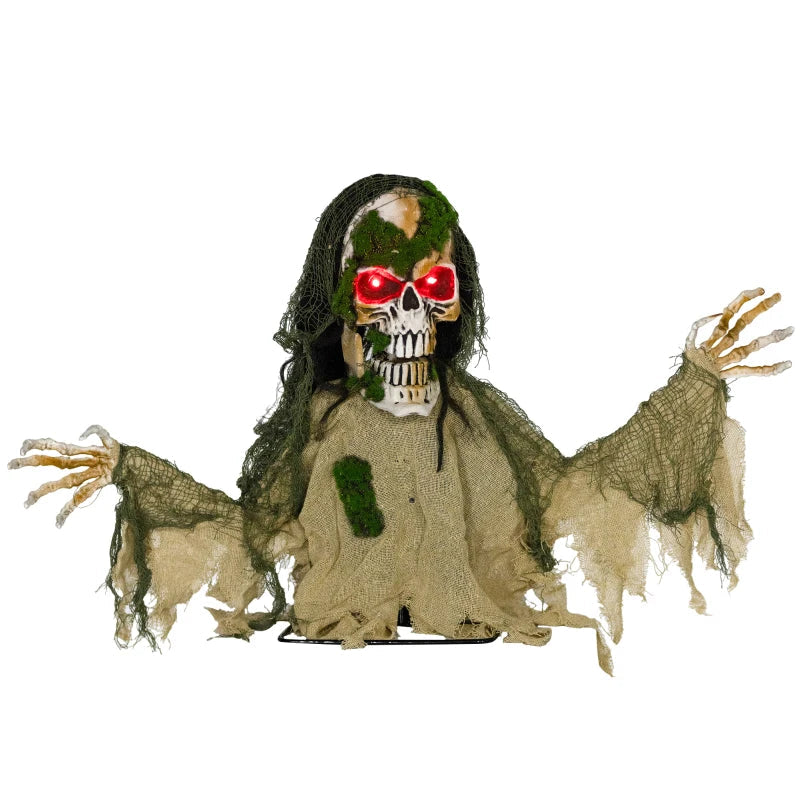Outsunny Animated Skeleton – LED Eyes, Battery Operated Halloween Animatronic Decoration