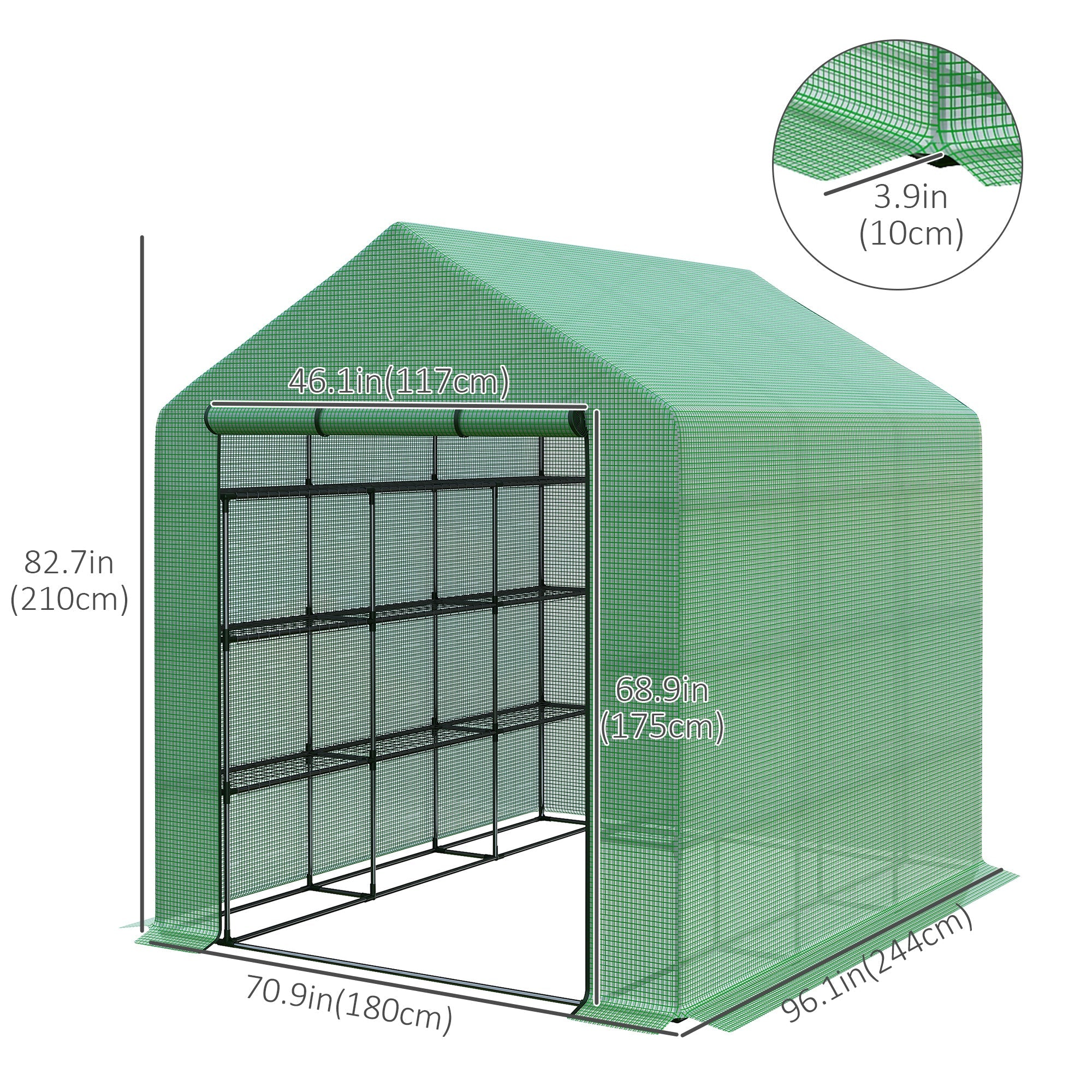 Outsunny 8' x 6' x 7' Portable Walk-In Greenhouse Hot House with 18 Shelves, Water/UV Resistant Weather Cover, & Roll Up Door