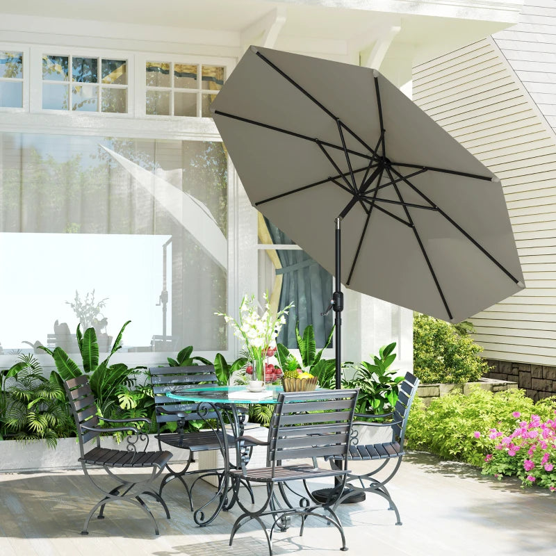 Aluminum Patio Umbrella, Garden Outdoor Parasol, Sun Shelter, 8.5ft, Light Grey