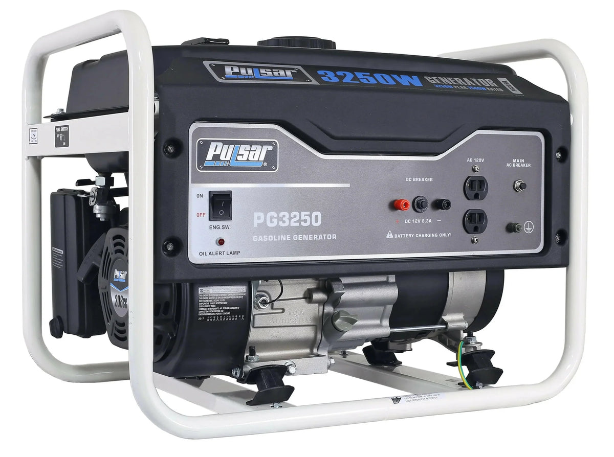 Pulsar PG3250 Portable Gasoline Generator – 3,250W Peak, 2,500W Running, 7 HP Engine