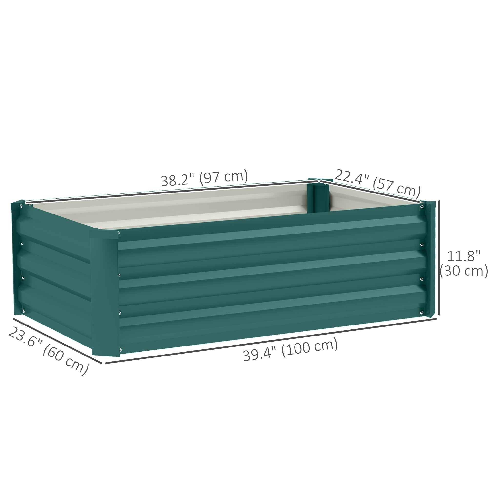 Outsunny Set of 2 Galvanized Raised Beds for Garden, Outdoor Planter Box for Flowers, Herbs and Vegetables, Green