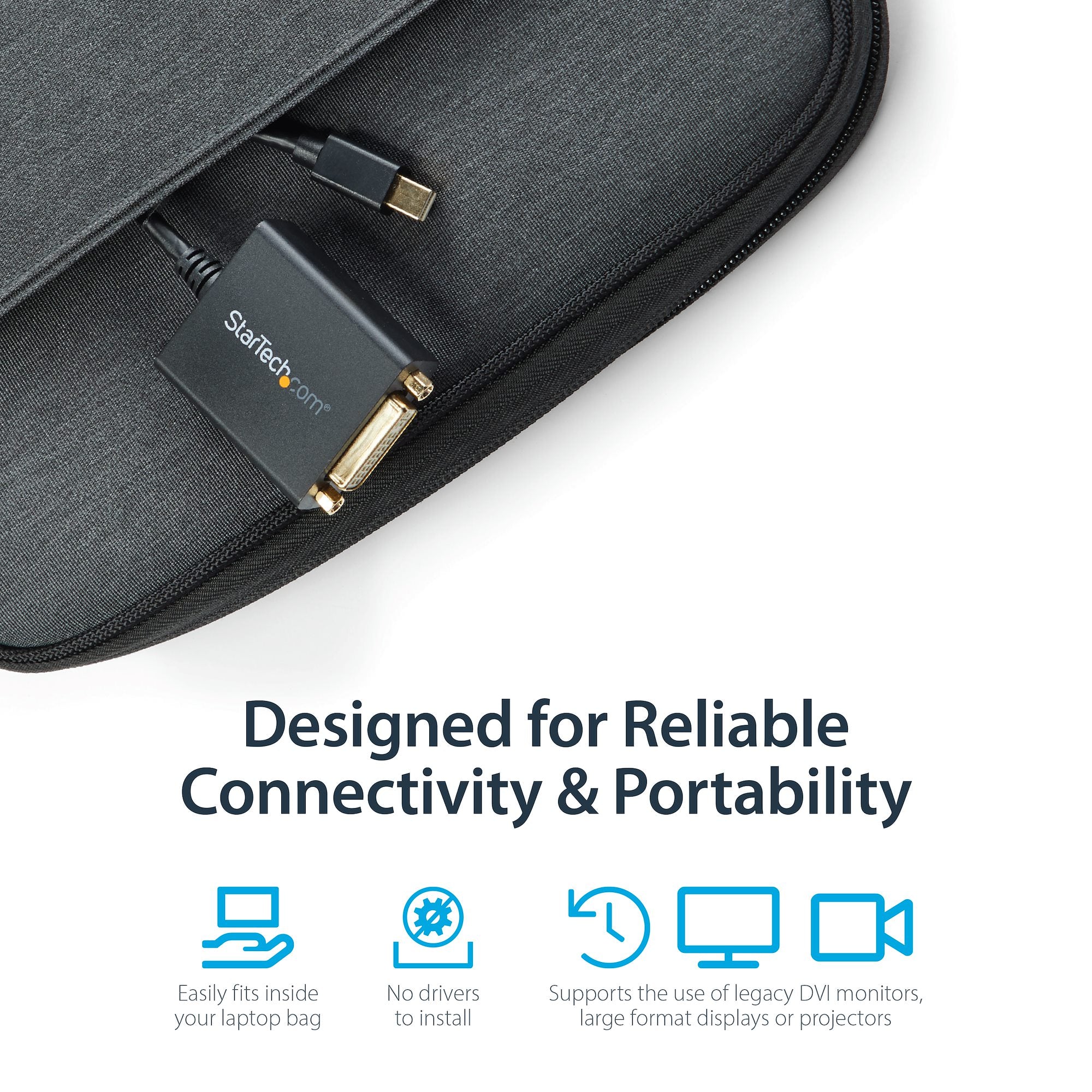 Mini DisplayPort to DVI Adapter - Mini DP to DVI-D Converter - 1080p Video - VESA Certified - mDP or Thunderbolt 1/2 Mac/PC to DVI Monitor - mDP 1.2 to DVI Single-Link Dongle