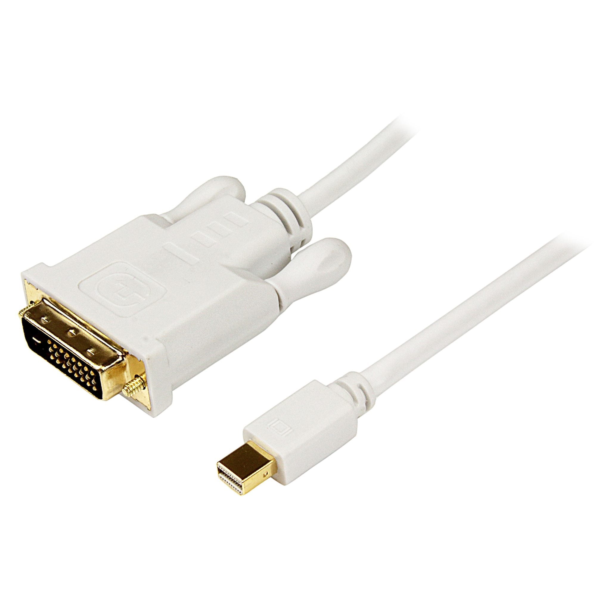 Mini DisplayPort to DVI Adapter Converter Cable – Mini DP to DVI 1920x1200 - White