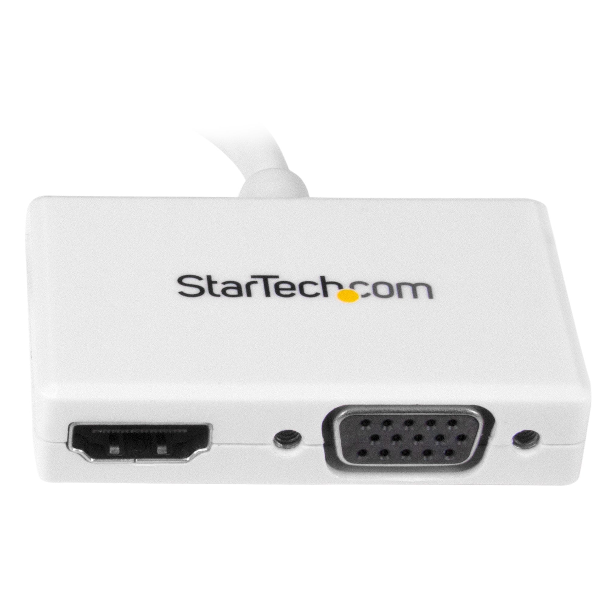 Travel A/V Adapter: 2-in-1 Mini DisplayPort to HDMI or VGA Converter - White