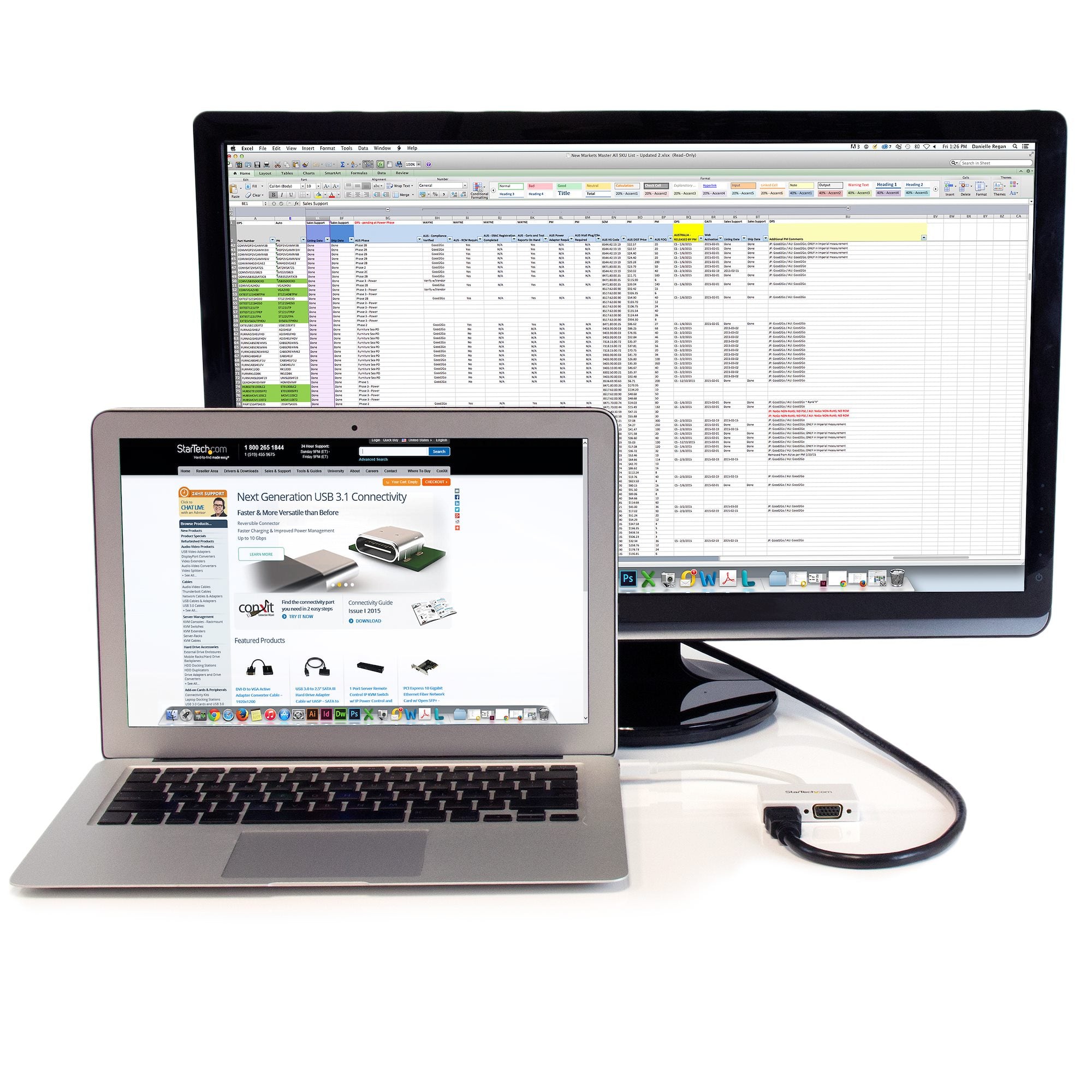 Travel A/V Adapter: 2-in-1 Mini DisplayPort to HDMI or VGA Converter - White