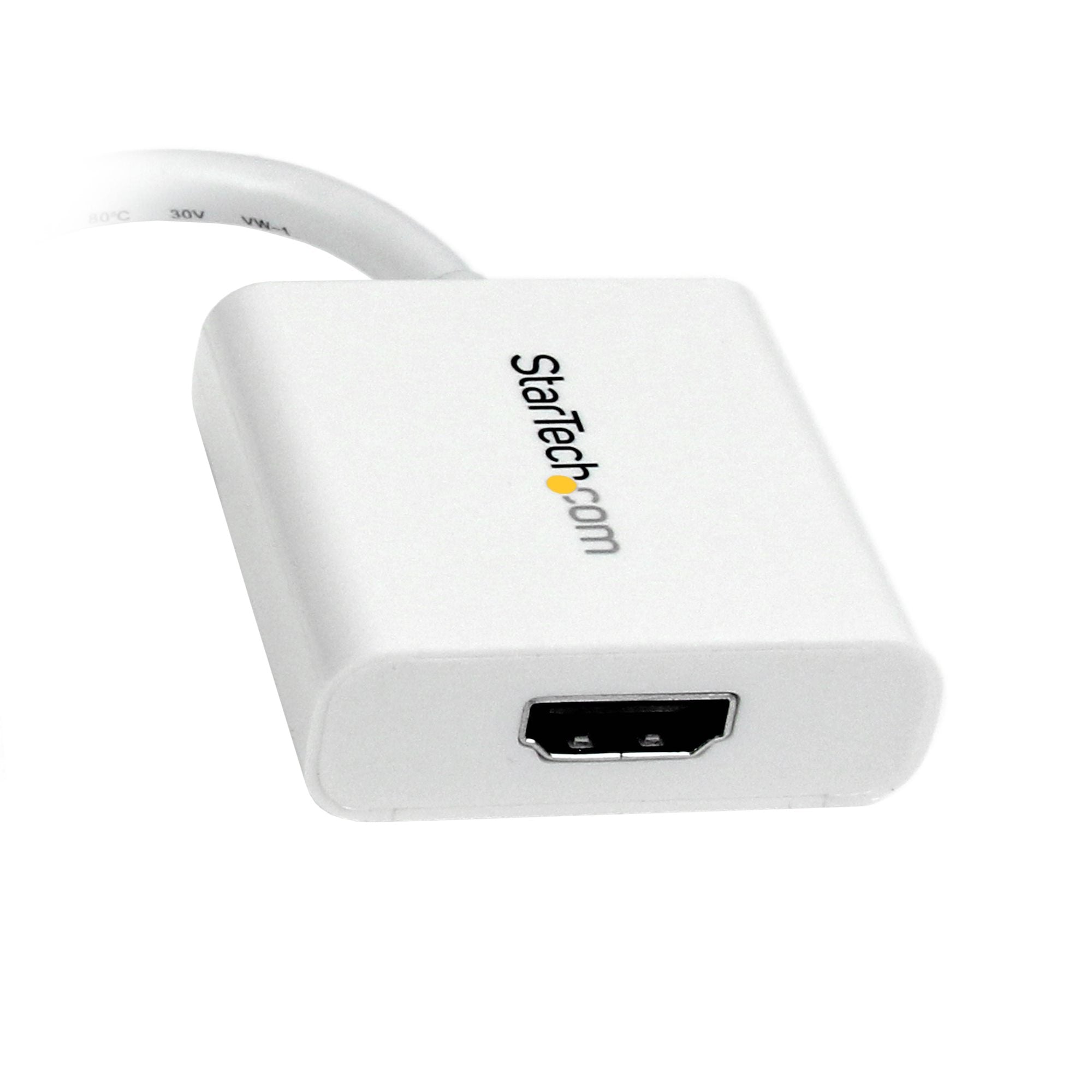 Mini DisplayPort to HDMI Adapter - mDP to HDMI Video Converter - 1080p - Mini DP or Thunderbolt 1/2 Mac/PC to HDMI Monitor/Display/TV - Passive mDP 1.2 to HDMI Dongle - White