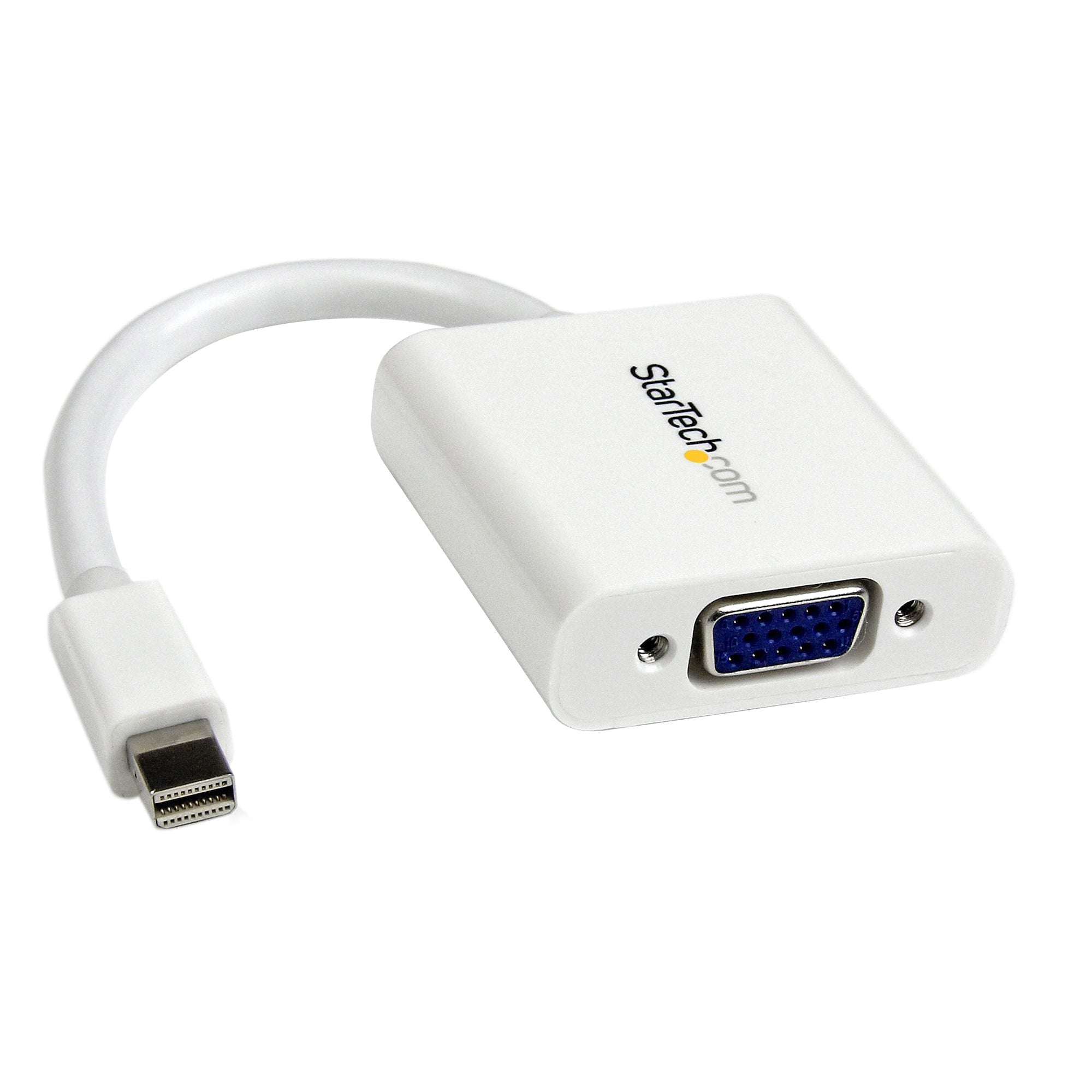 Mini DisplayPort to VGA Adapter - Active Mini DP to VGA Converter - 1080p Video - mDP or Thunderbolt 1/2 Mac/PC to VGA Monitor/Projector/Display - mDP 1.2 to VGA Dongle - White