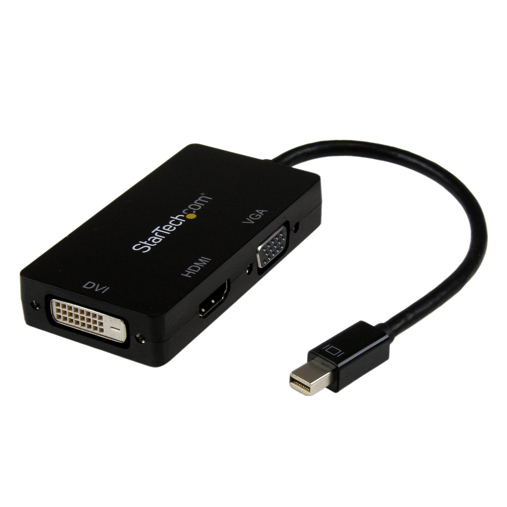 Travel A/V Adapter: 3-in-1 Mini DisplayPort to VGA DVI or HDMI Converter