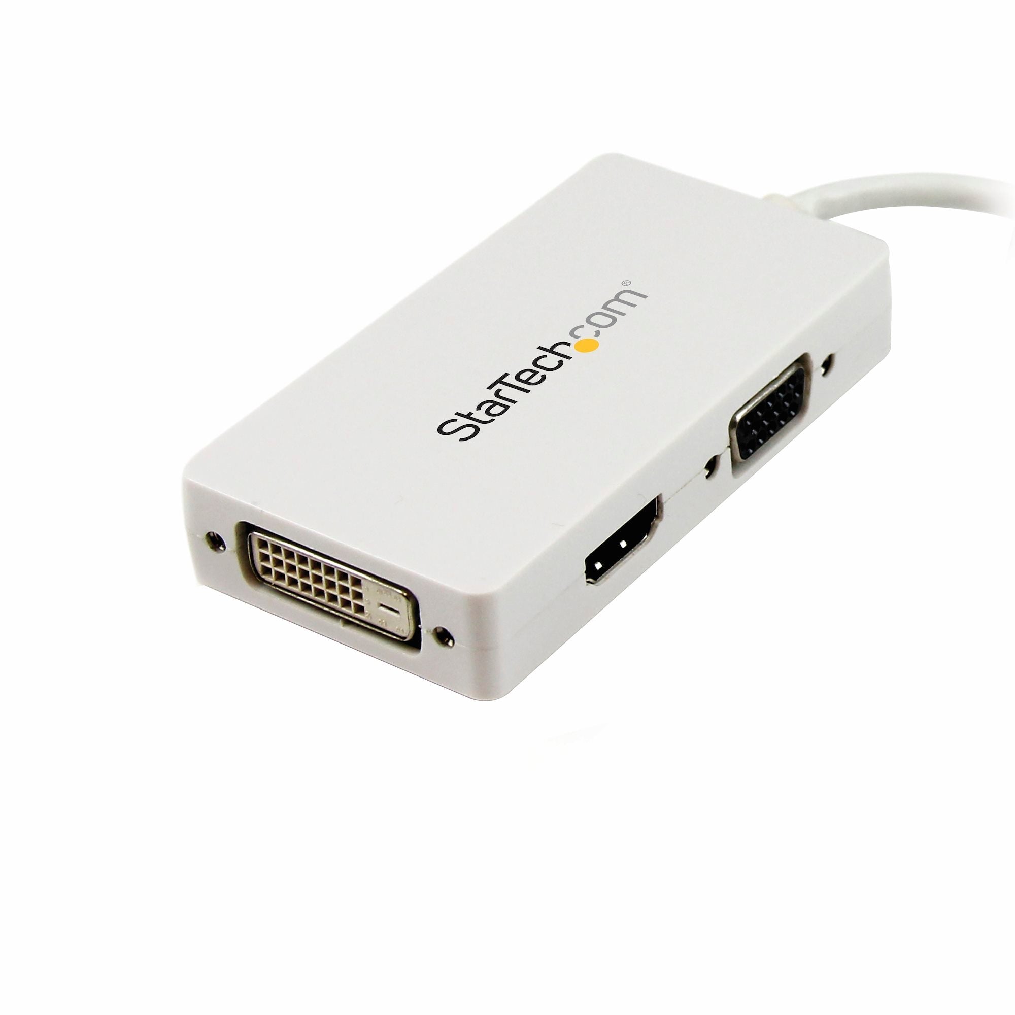 Travel A/V Adapter: 3-in-1 Mini DisplayPort to VGA DVI or HDMI Converter - White