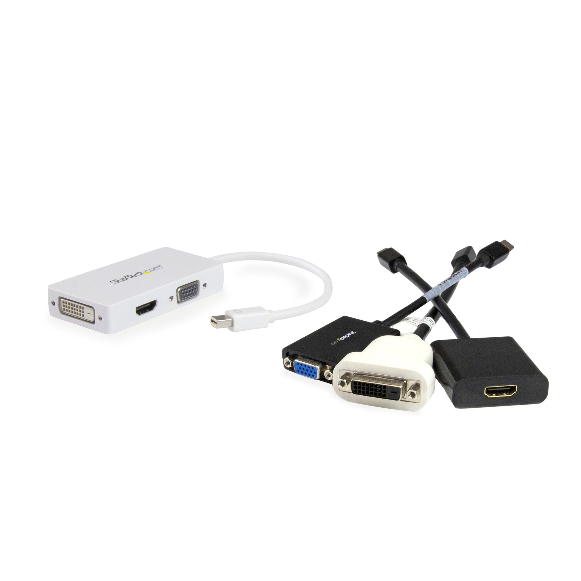 Travel A/V Adapter: 3-in-1 Mini DisplayPort to VGA DVI or HDMI Converter - White