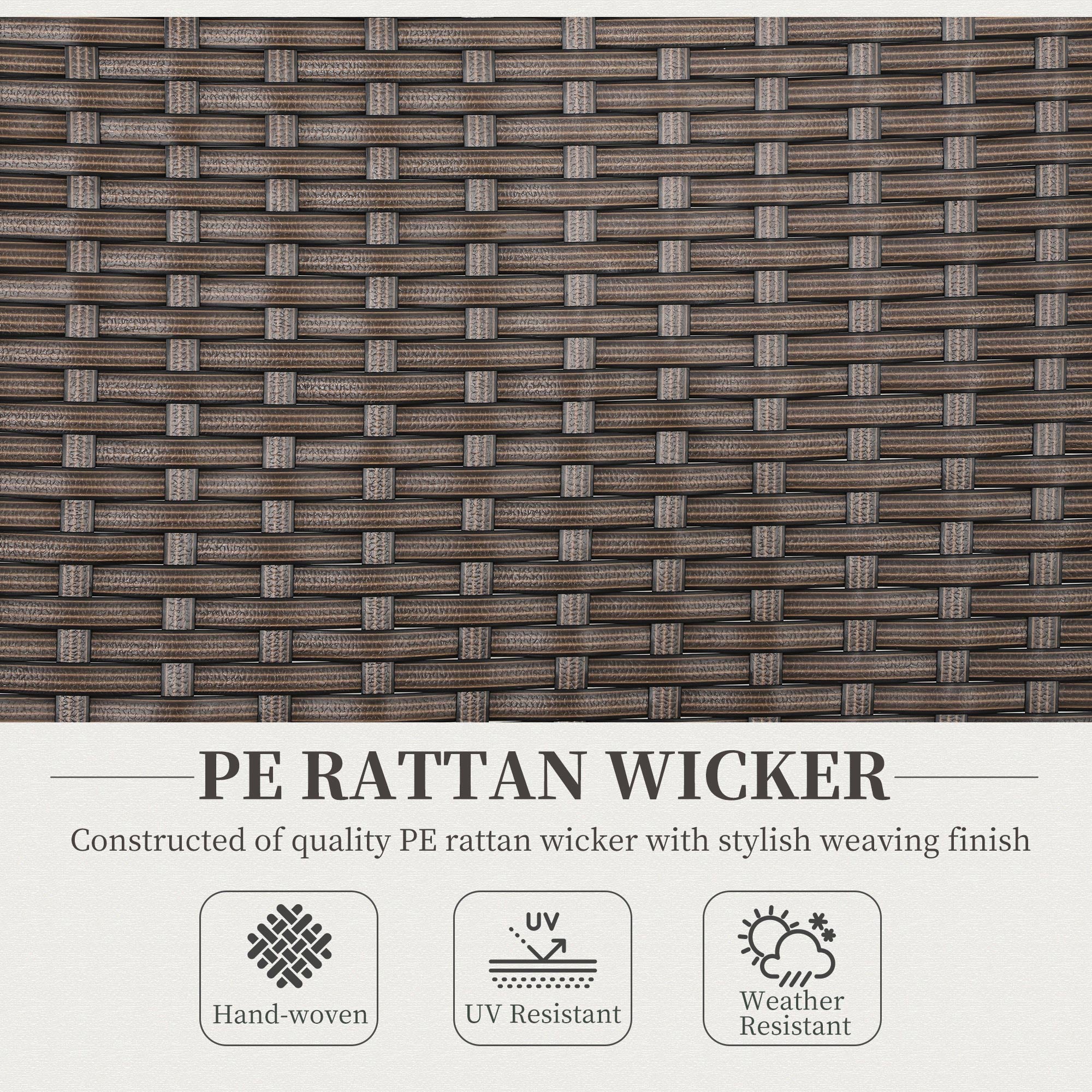 Outsunny Folding Patio Wicker Dining Chair with Steel Frame, Armrest, Backrest for Outdoor, Garden, Backyard, Brown