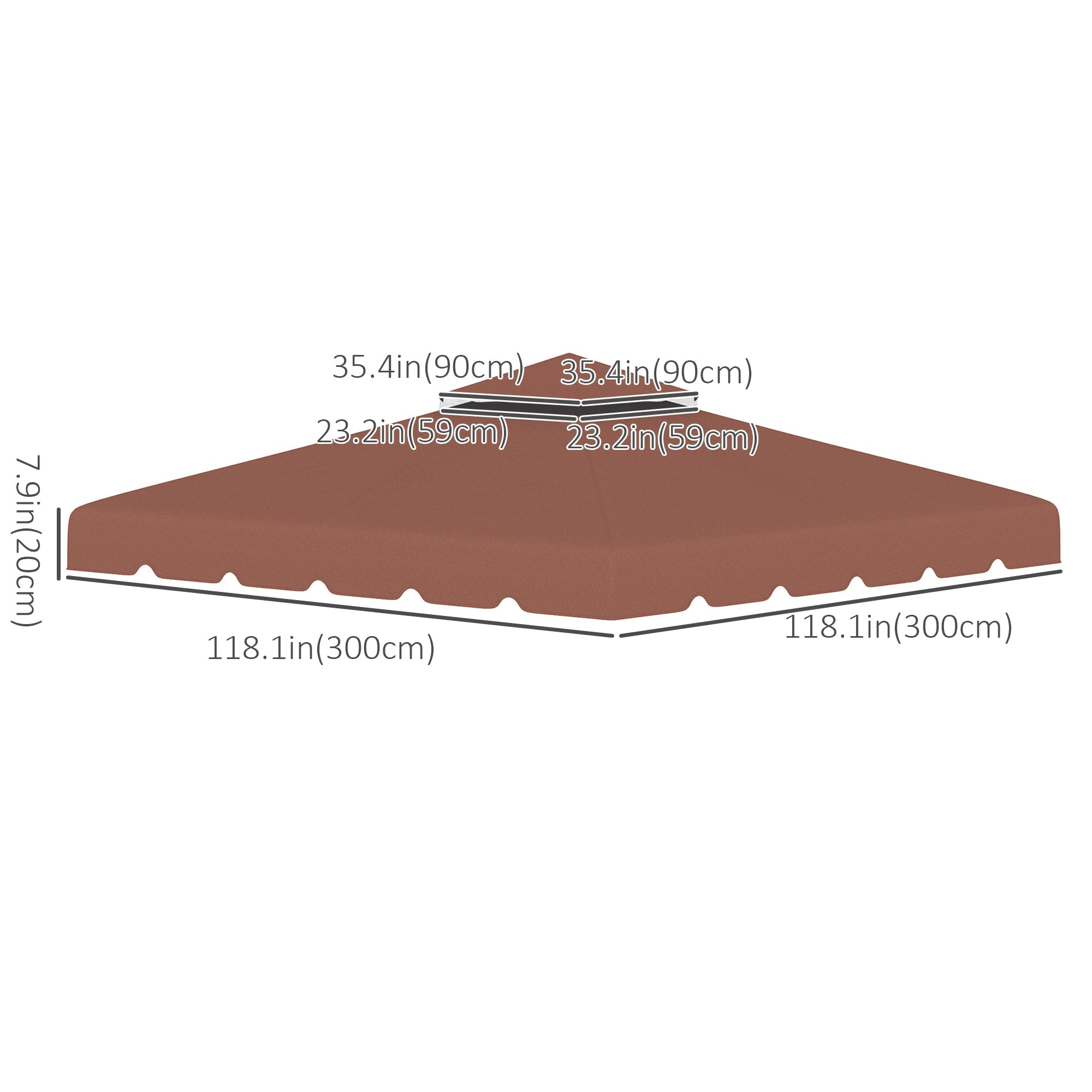 Outsunny 9.8' x 9.8' Gazebo Replacement Canopy, Gazebo Top Cover with Double Vented Roof for Garden Patio Outdoor (TOP ONLY), Coffee