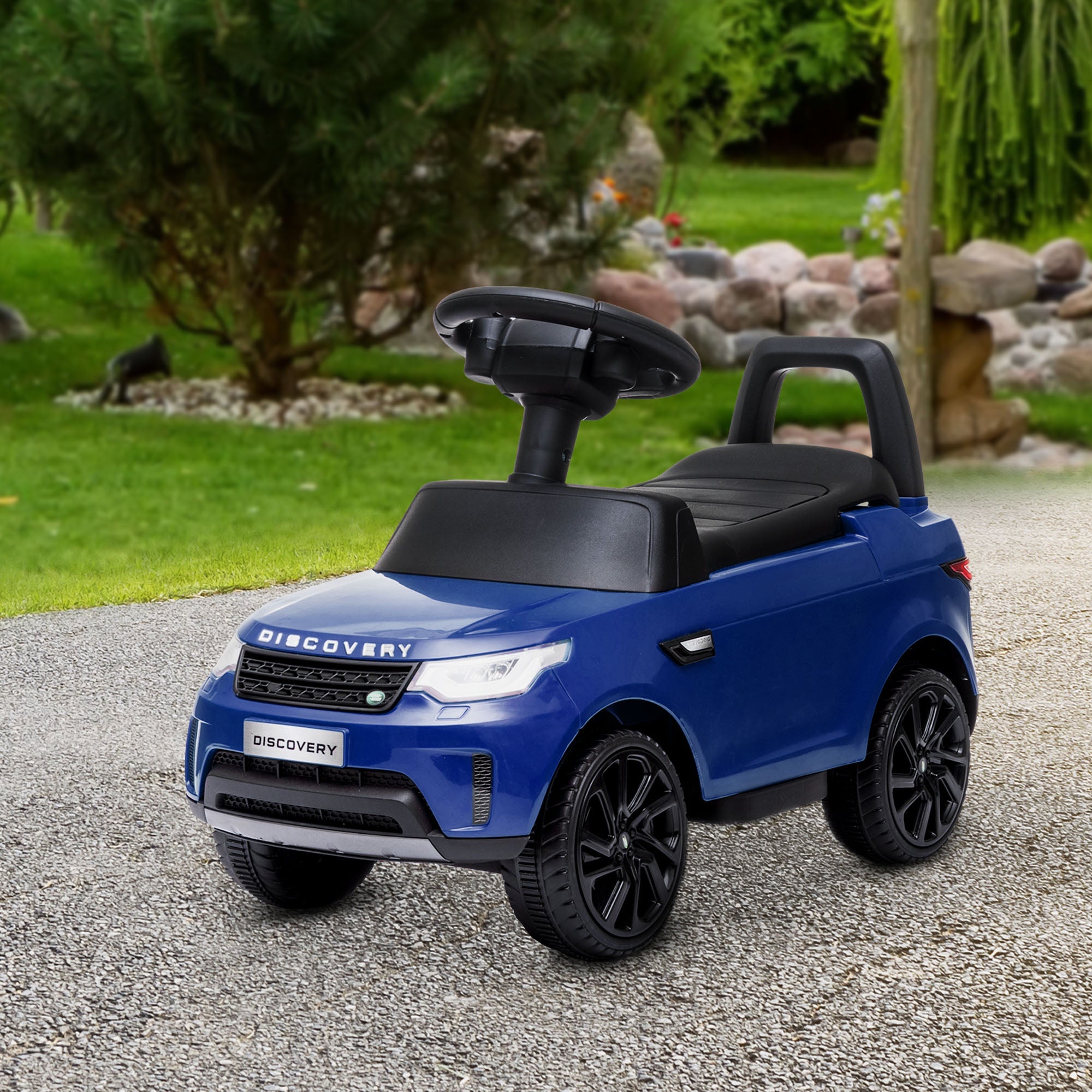 Qaba 2 in 1 6V Land Rover Licensed Electric Car for Kids, Sliding Car with Music Horn Headlights, for 18-60 Months Blue