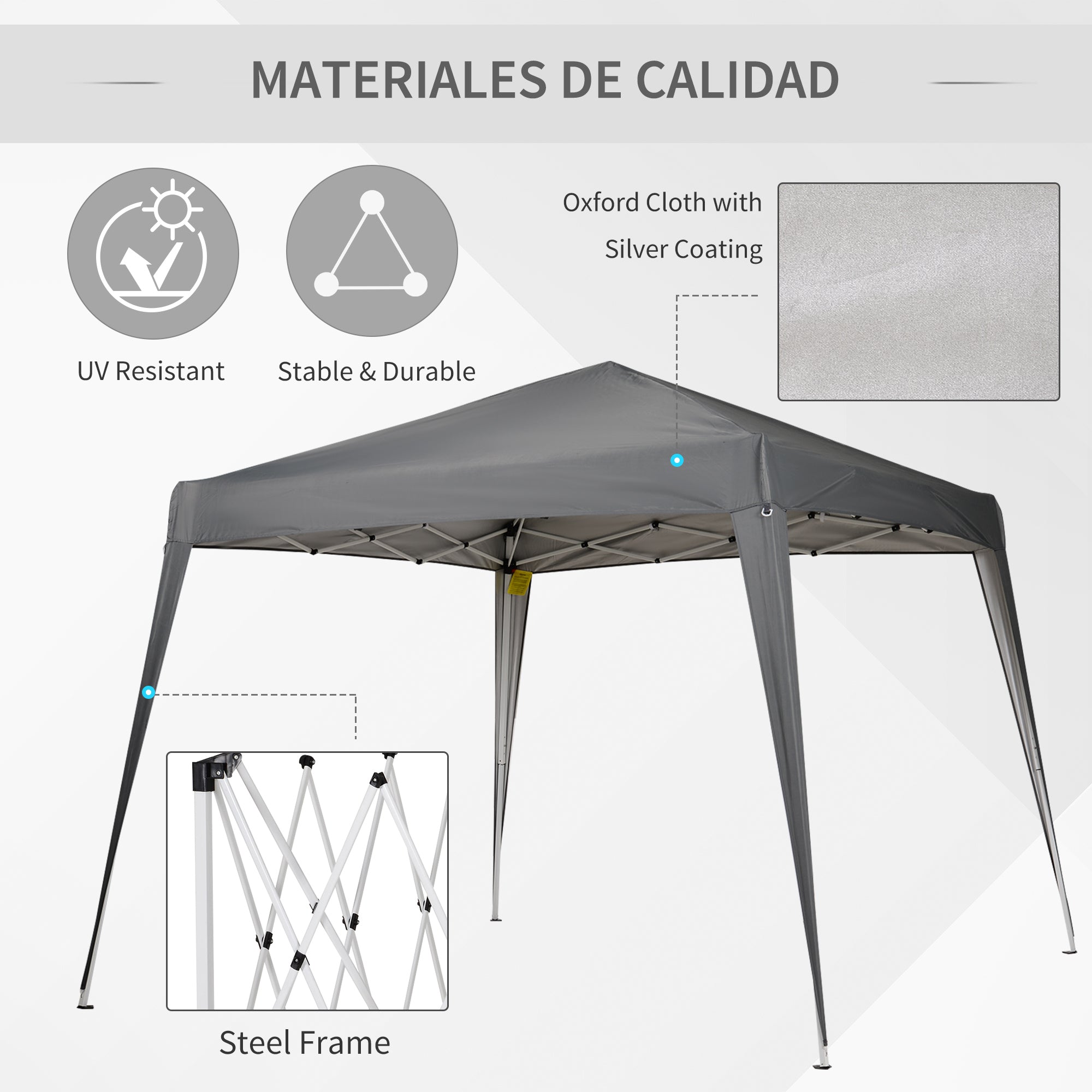 Outsunny 8' x 8' Pop Up Canopy, Outdoor Folding Tent, Portable Party Tent with Carrying Bag for Camping, Party, Picnic, Grey