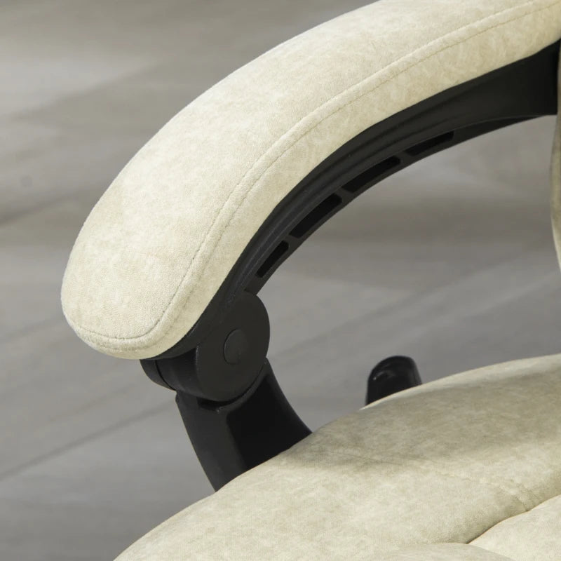 Massage Office Chair, Reclining Computer Chair with Adjustable Height and Footrest, Beige