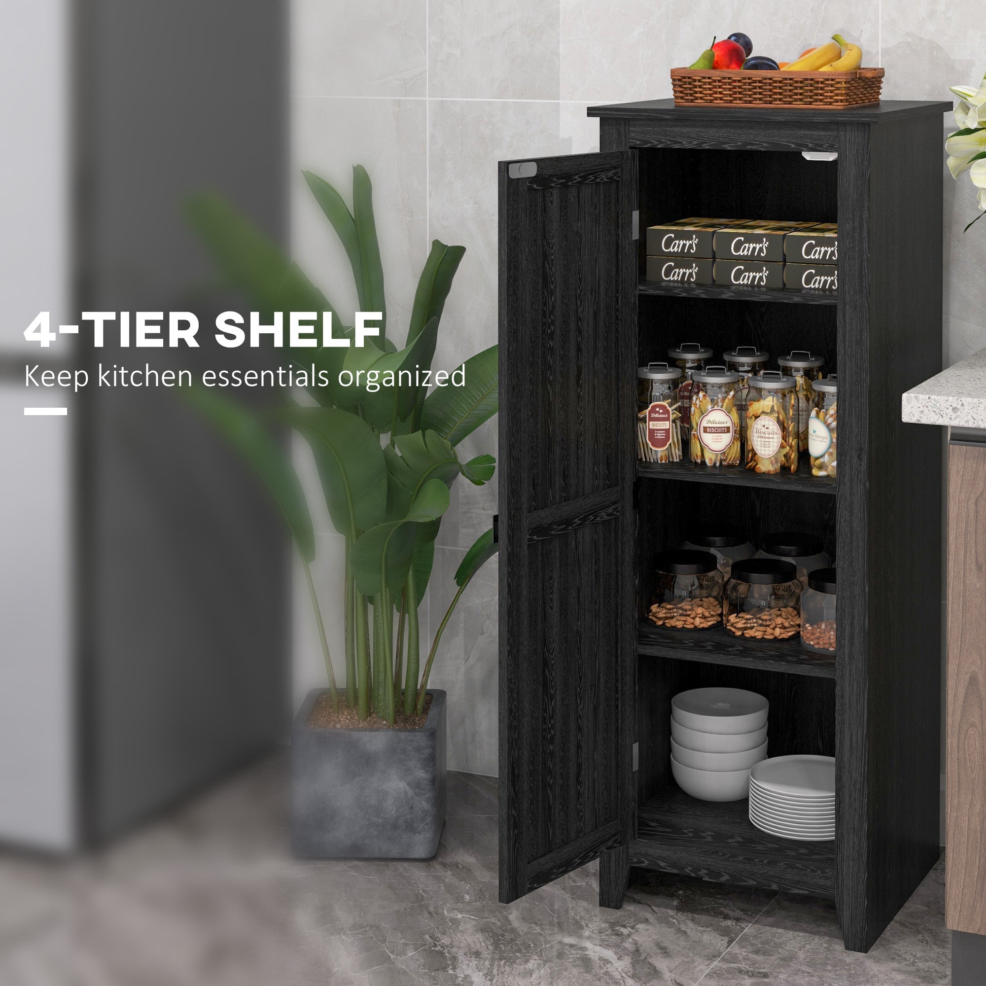 HOMCOM Space-Saving Savior: 47.8" Kitchen Pantry Cabinet with Doors and Shelves for Dining Room Organization
