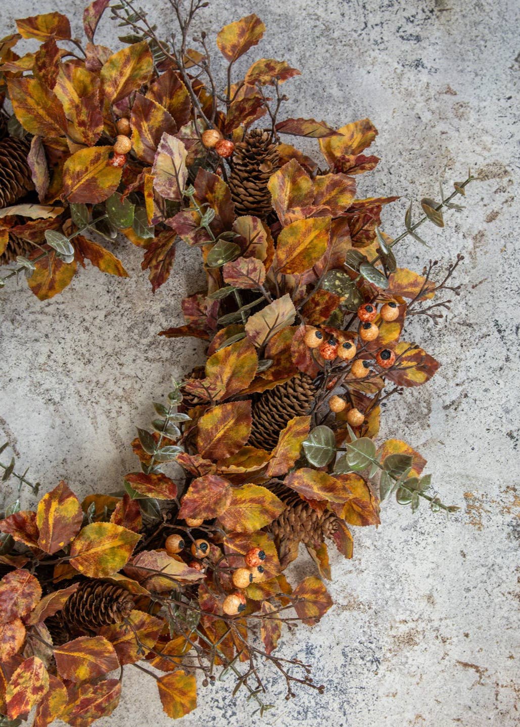 Mixed Fall Foliage Wreath with Berries
