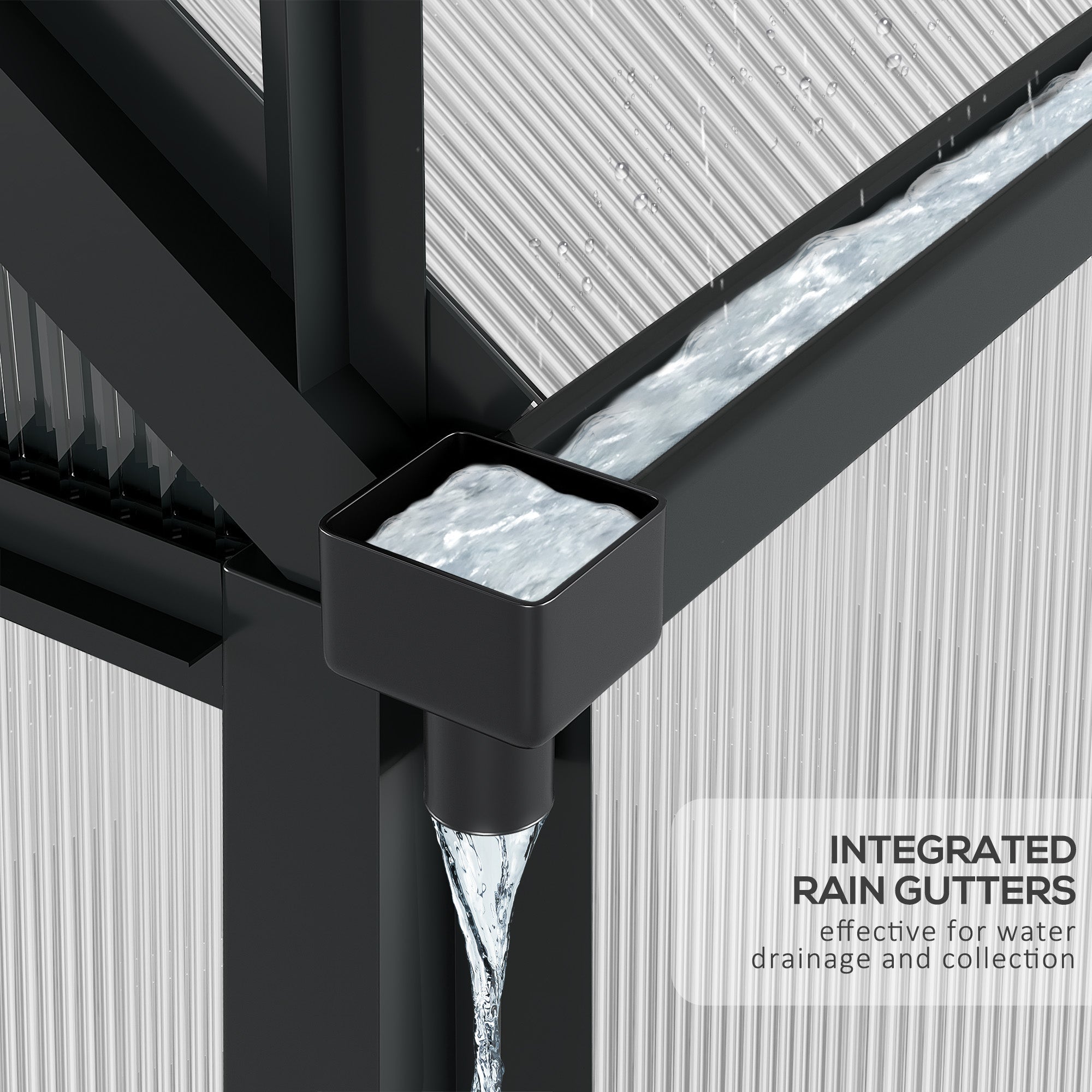 Outsunny Polycarbonate Greenhouse Kit 6.2'x6.3'x6.6' with Sliding Door, Sturdy Frame for Outdoor Gardening - Grey