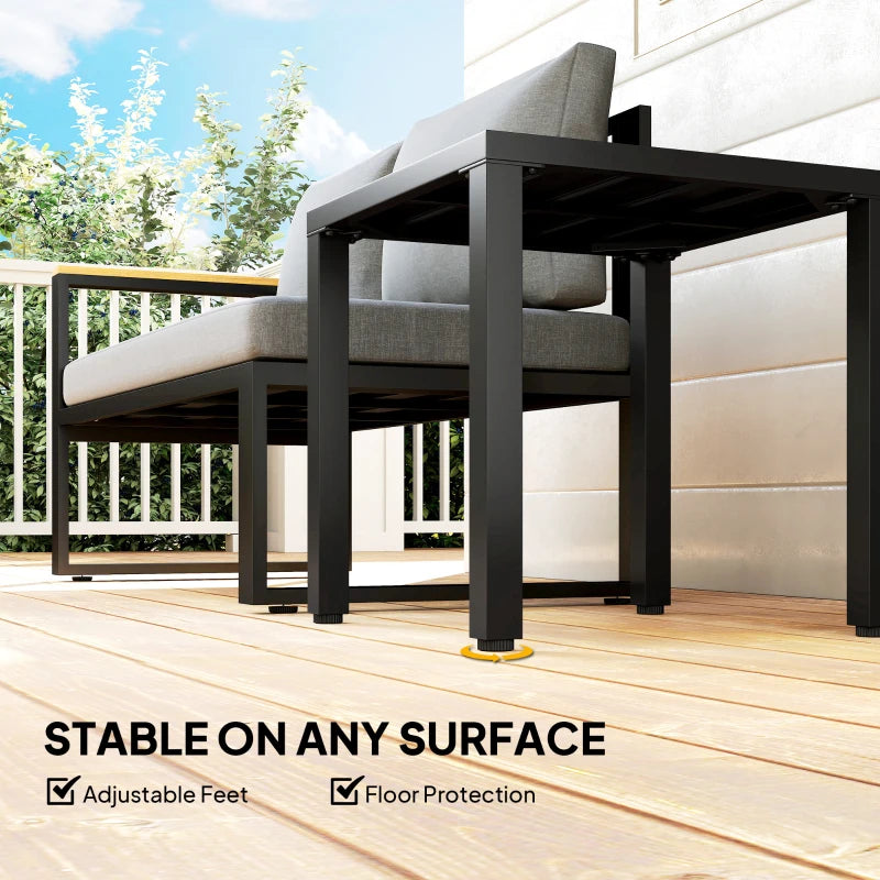 Metal Outdoor Side Table, 45.5 cm Square Patio Side Table, Small Accent Table for Garden, Poolside, Black