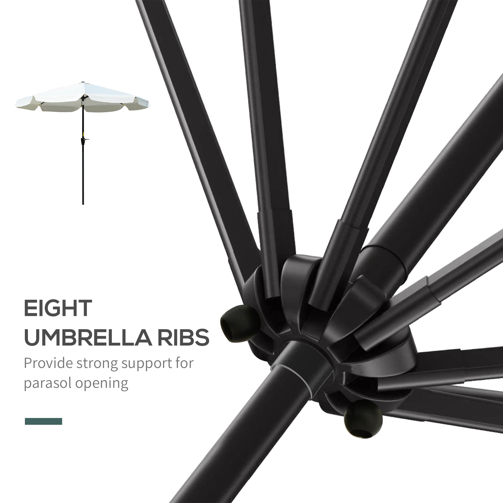 Outsunny Market Umbrella: 8.5ft Round Outdoor Table Umbrella with Tilt Crank for Patio Cream White