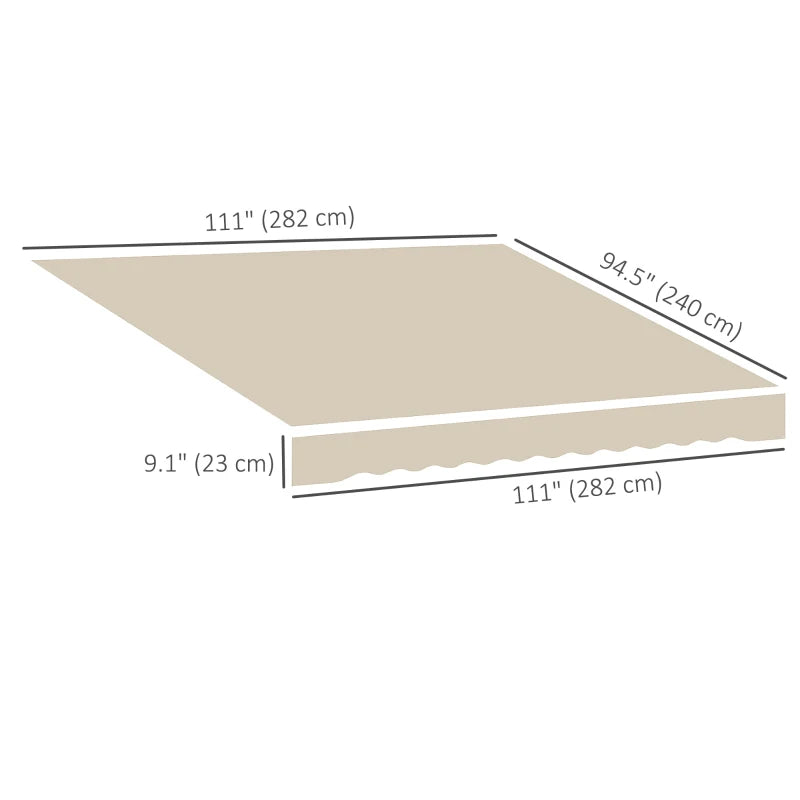 9' x 8' Outdoor Sunshade Canopy Awning Cover, Retractable Awning Fabric Replacement, UV Protection, Beige