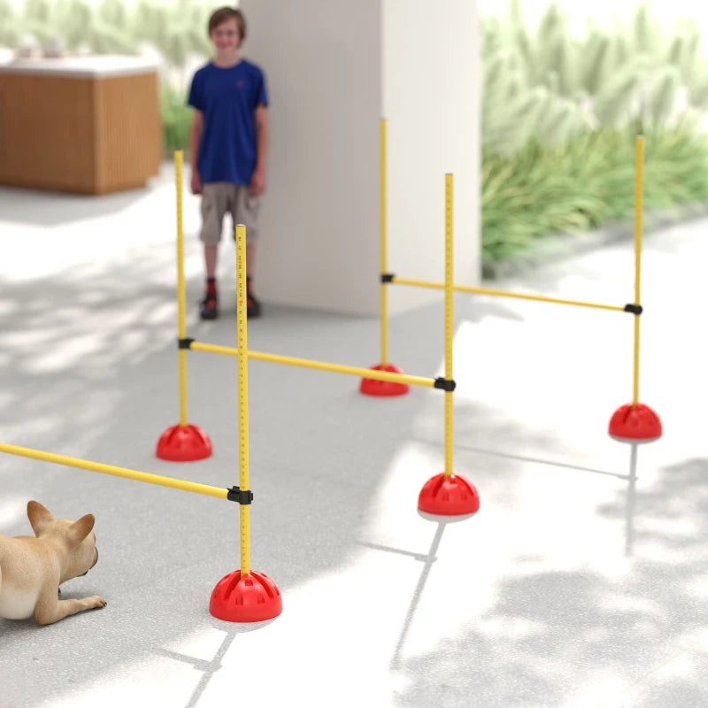 Dog Agility Training Equipment, 4 PCS Obstacle Course with Height Adjustable Jump Hurdle and Bag, Yellow
