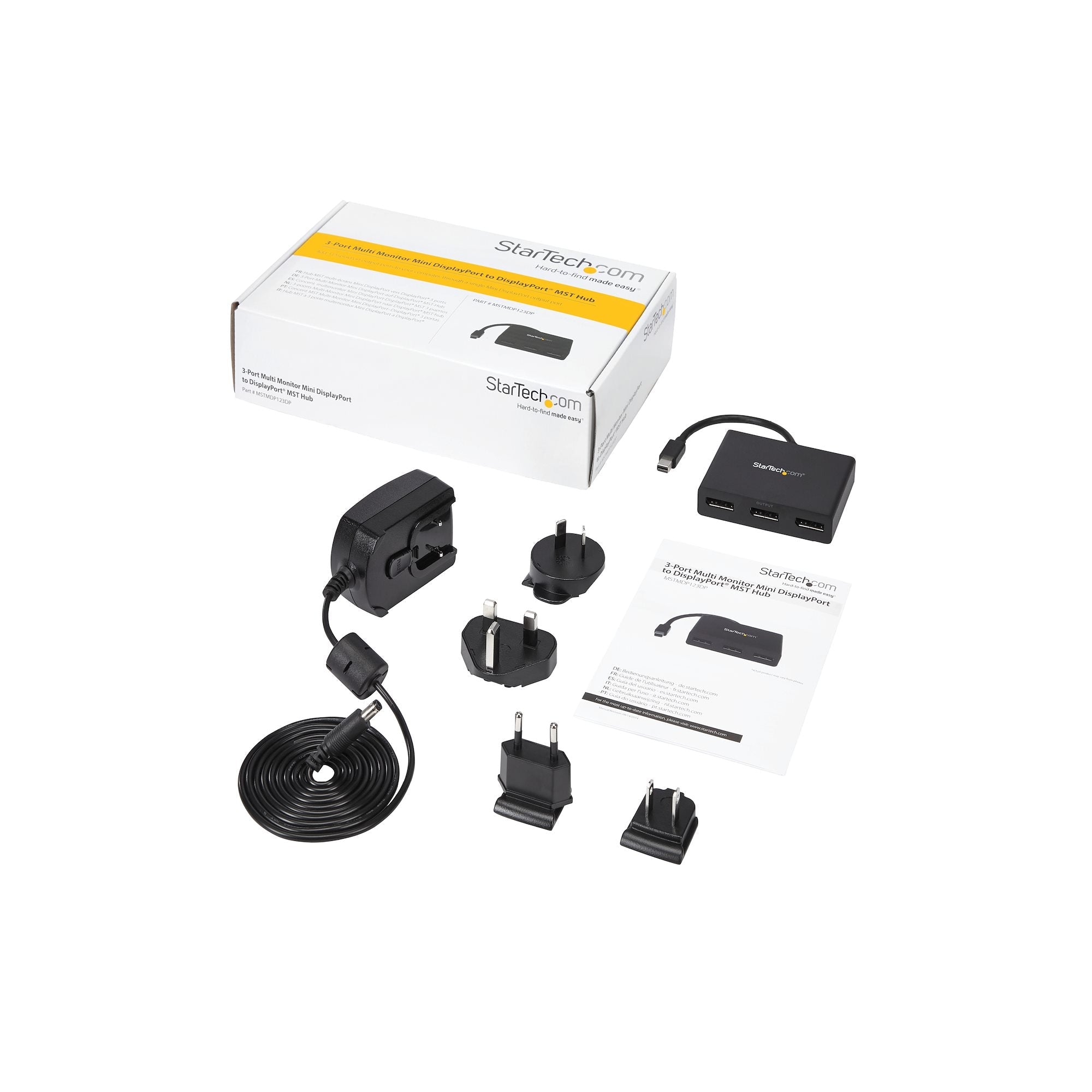 3-Port Multi Monitor Adapter - Mini DisplayPort to DisplayPort MST Hub, Dual 4K 30Hz & 1x 1080p - Video Splitter for Extended Desktop Mode on Windows Only - mDP 1.2 to 3x DP