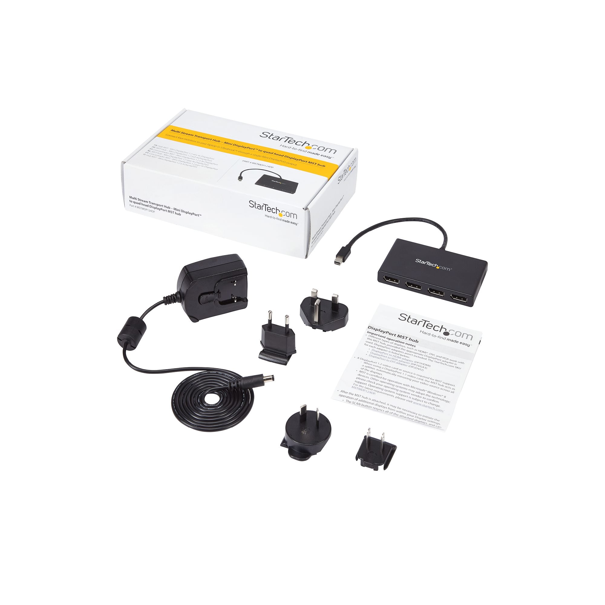 4-Port Multi Monitor Adapter - Mini DisplayPort to DisplayPort MST Hub - 4x 1080p - Video Splitter for Extended Desktop Mode on Windows PCs Only - mDP to Quad DP Monitors