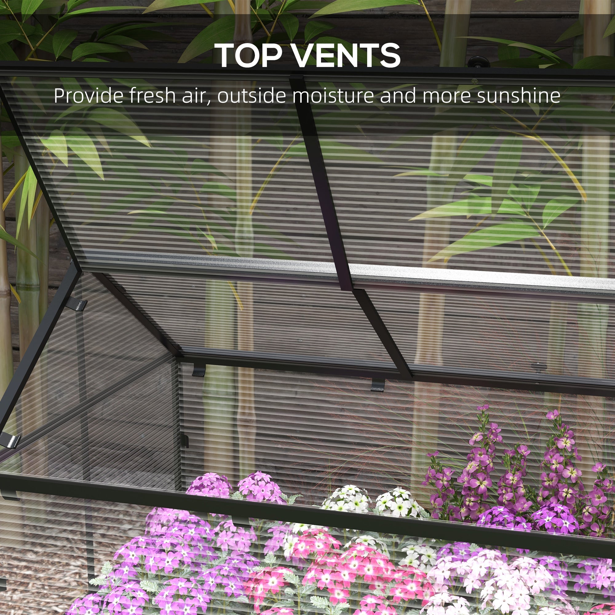 Outsunny Elevated Planter Box with Cold Frame Greenhouse in Distressed Grey - Wood Raised Garden Bed for Vegetables & Flowers