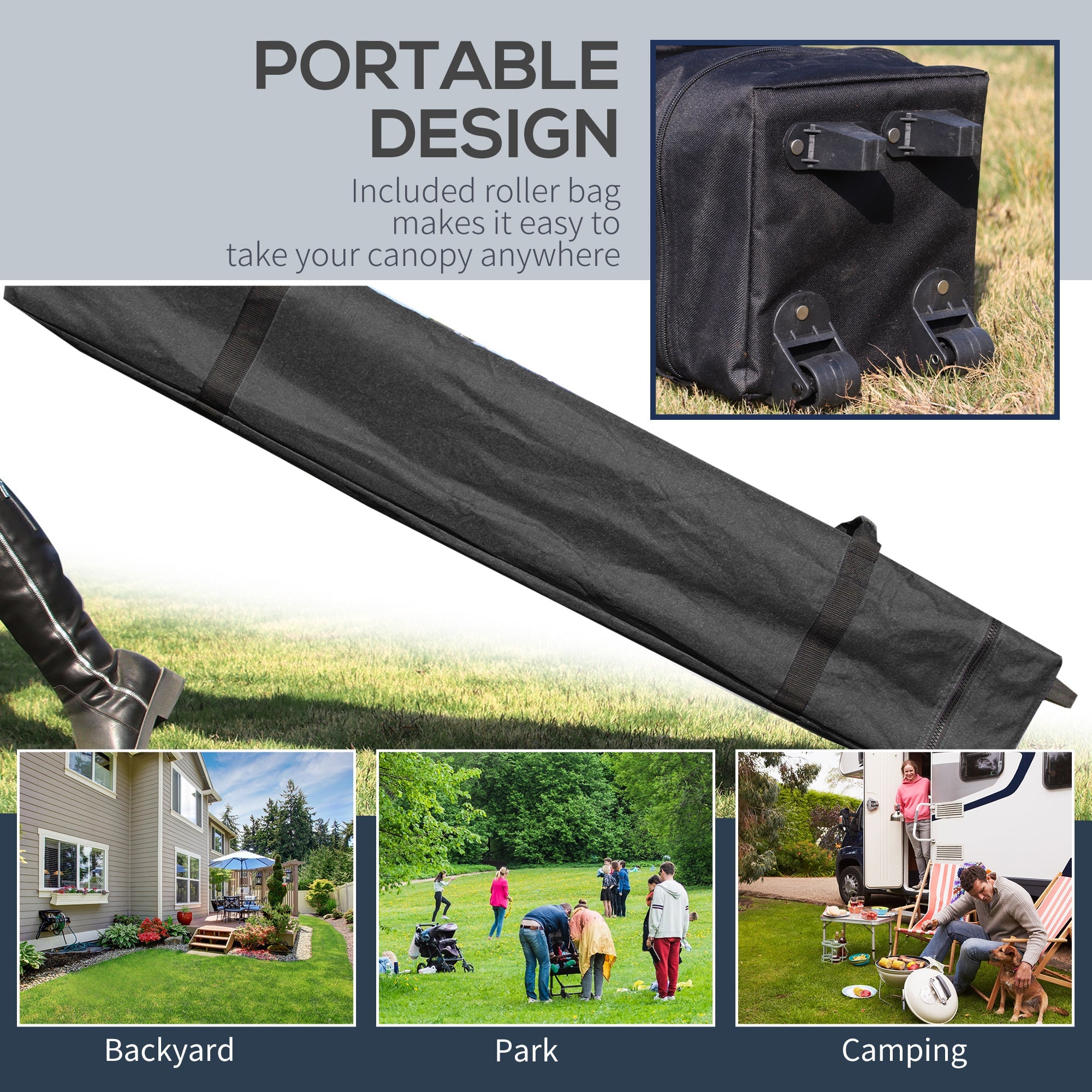 Outsunny 10' x 10' Pop Up Canopy Tent with Adjustable Height, 1 Sidewall, and Wheeled Carry Bag for Outdoor, Garden, Patio, Grey