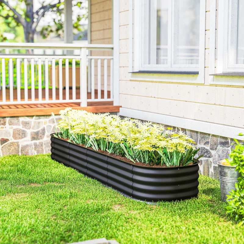 7.9 x 2 x 1ft Galvanized Raised Garden Bed Kit, Metal Planter Box with Safety Edging, Black