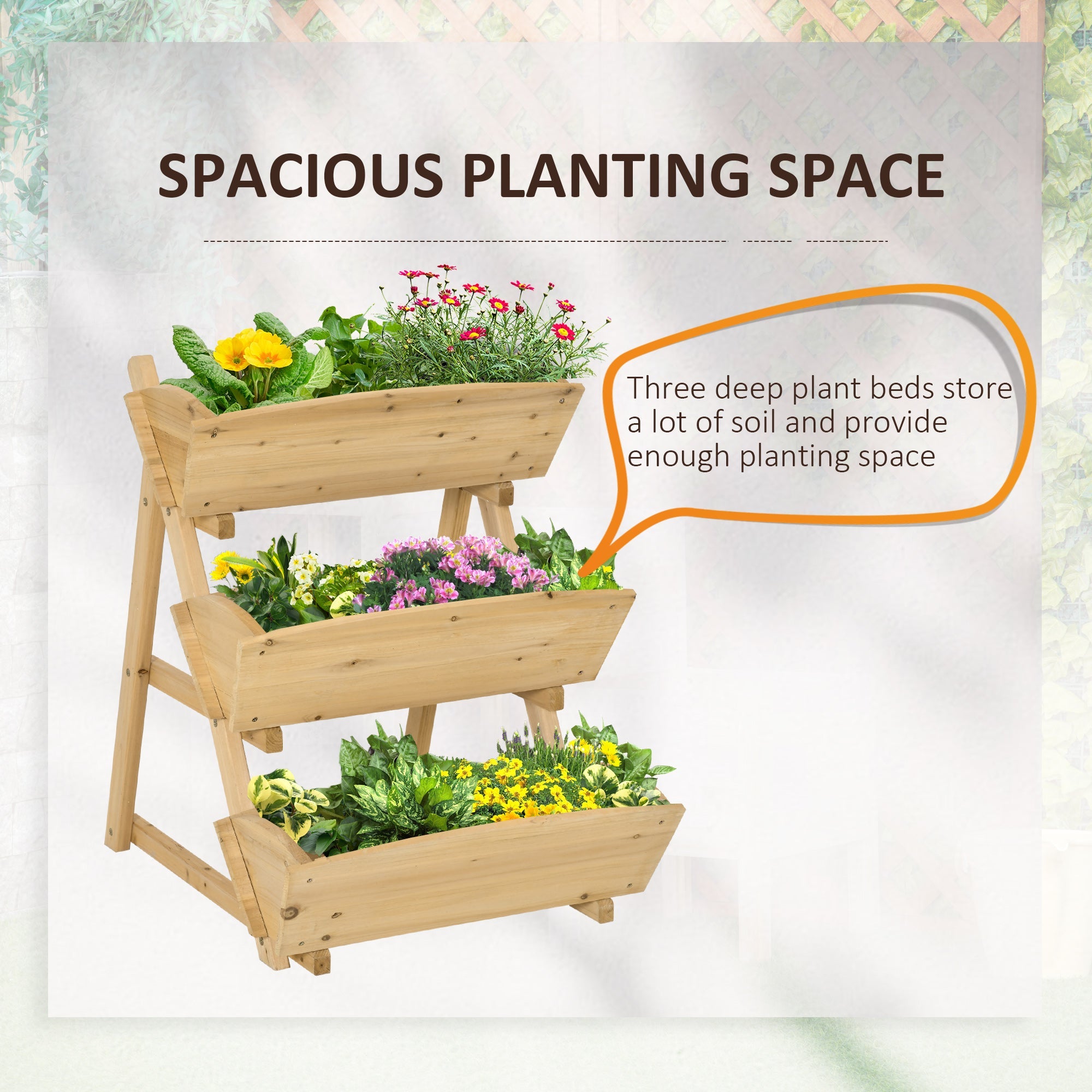 Outsunny 3-Tier Raised Vertical Garden Bed: Wooden Elevated Planter Kit for Flowers, Veggies & Herbs