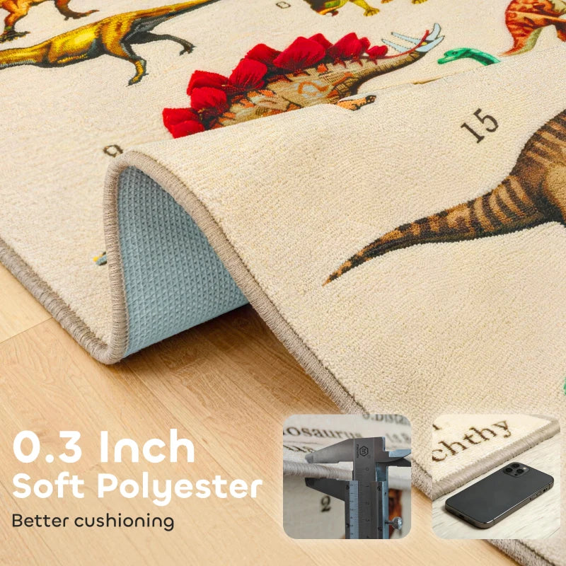 Qaba Large Play Mat 79" x 59", Crawling Mat for Toddlers, Living Room and Bedroom with Dinosaur Pattern