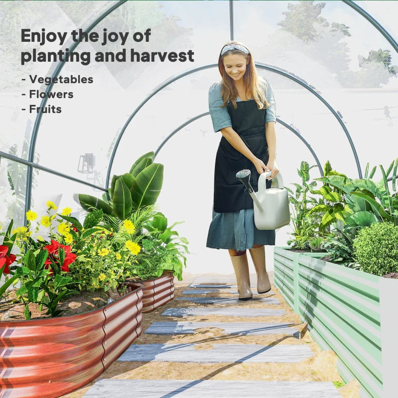 Polytunnel Greenhouse with Roll-up Door and Mesh Window, Walk-in Grow House Tent with Steel Frame, 3 x 2 x 2 m, Clear
