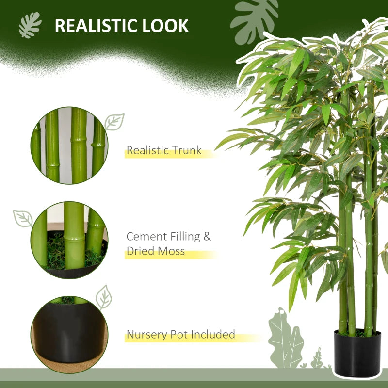 Set of 2 4.5FT Artificial Bamboo Tree Faux Decorative Plant in Nursery Pot for Indoor Outdoor Décor