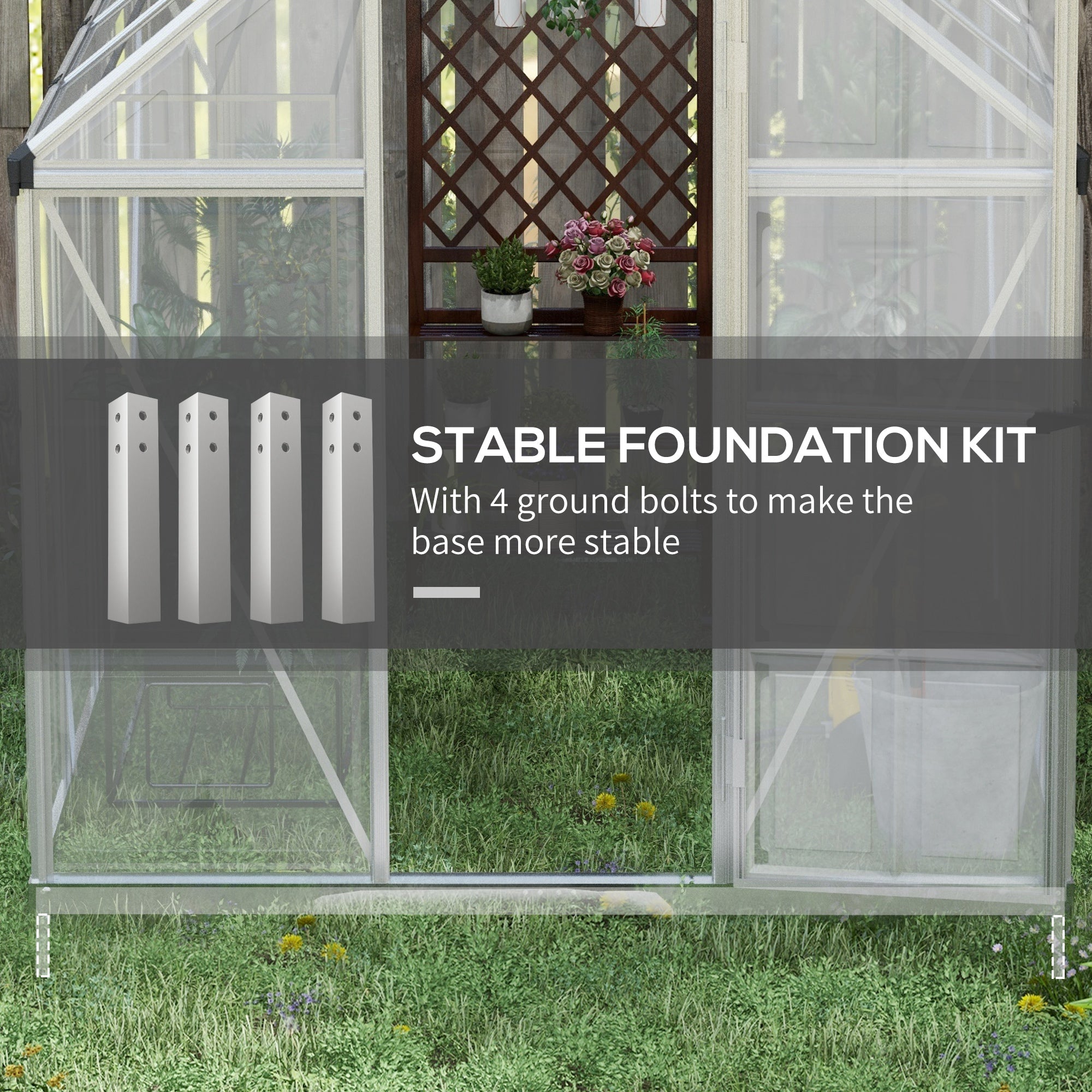Outsunny 6 x 8ft Polycarbonate Greenhouse with Aluminum Frame & Roof Vent Rain Gutter for Year-Round Plant Growing