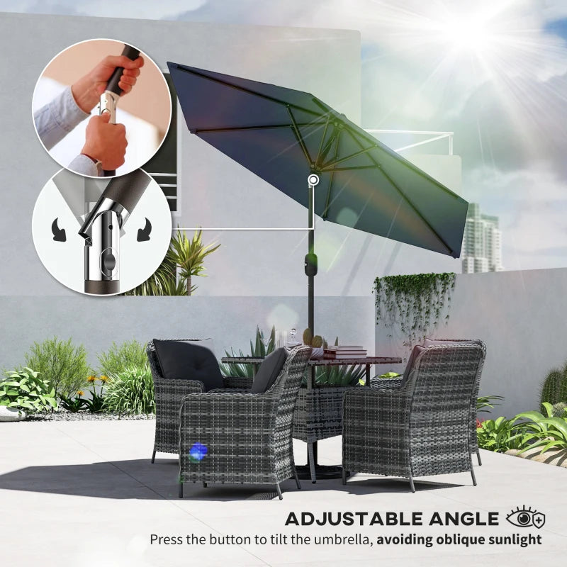Patio Sun Umbrella, Outdoor Parasol with 6 Ribs, Blue