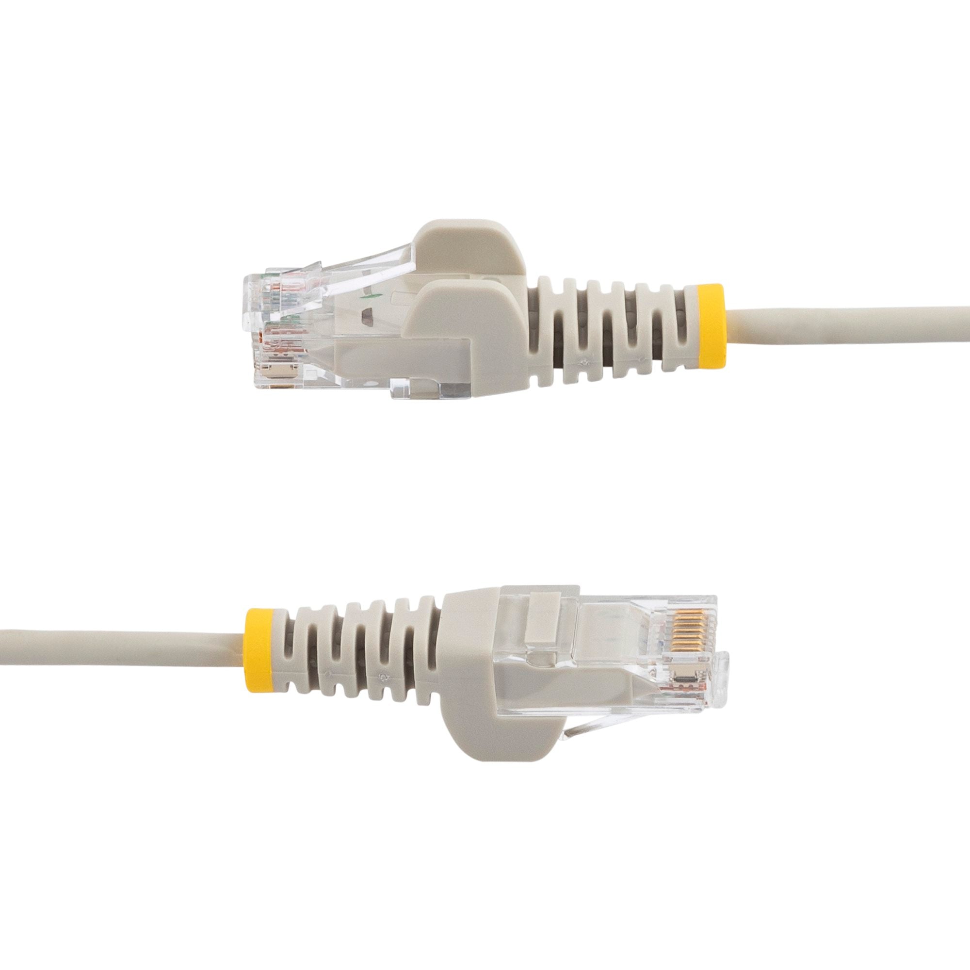 Gray Slim CAT6 Ethernet Cable, Snagless, 100W PoE, UTP, LSZH, 28AWG Pure Bare Copper Wire, Slim RJ45 Network Patch Cord w/Strain Reliefs, Fluke Tested