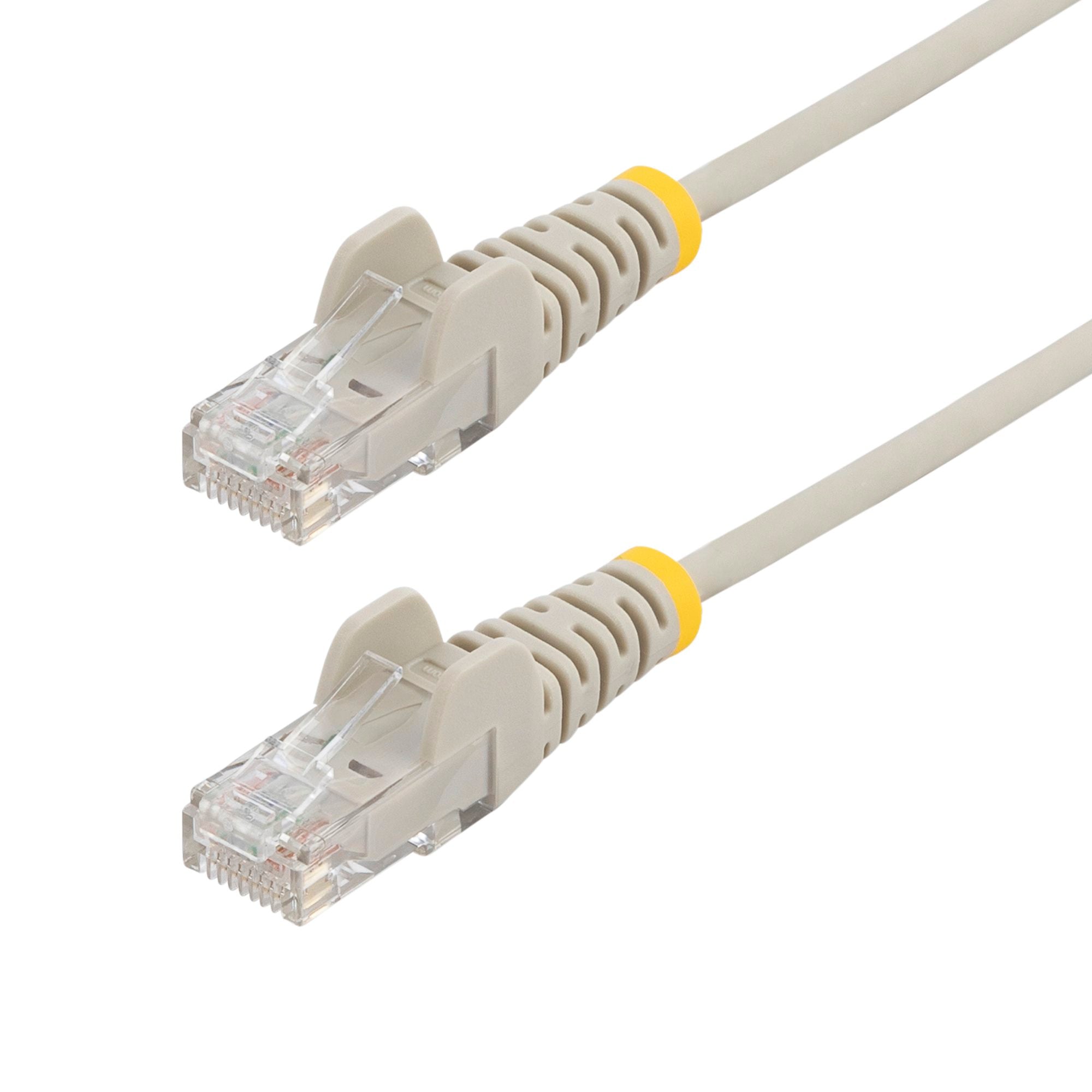 Gray Slim CAT6 Ethernet Cable, Snagless, 100W PoE, UTP, LSZH, 28AWG Pure Bare Copper Wire, Slim RJ45 Network Patch Cord w/Strain Reliefs, Fluke Tested