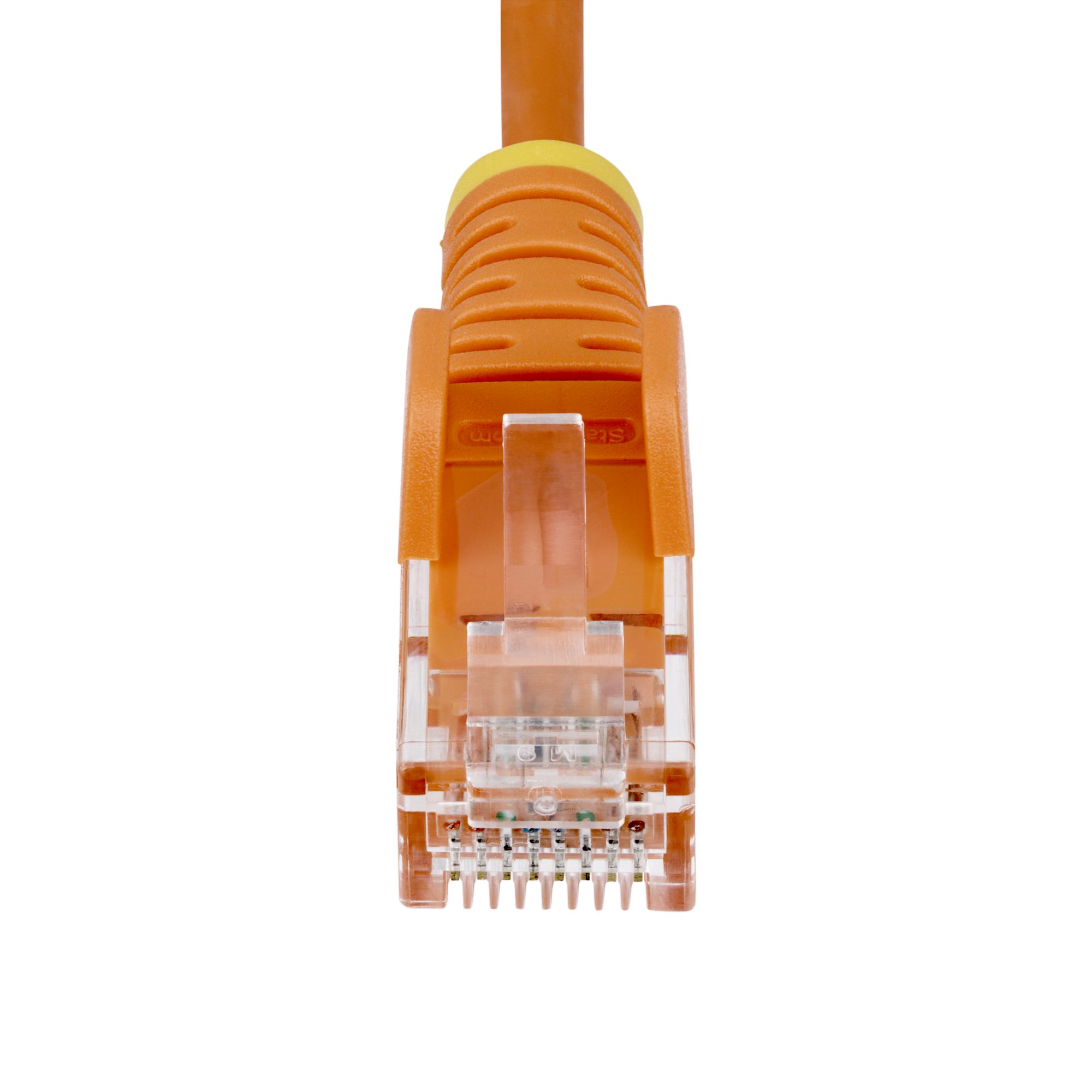 Orange Slim CAT6 Ethernet Cable, Snagless, 100W PoE, UTP, LSZH, 28AWG Pure Bare Copper Wire, Slim RJ45 Network Patch Cord w/Strain Reliefs, Fluke Tested