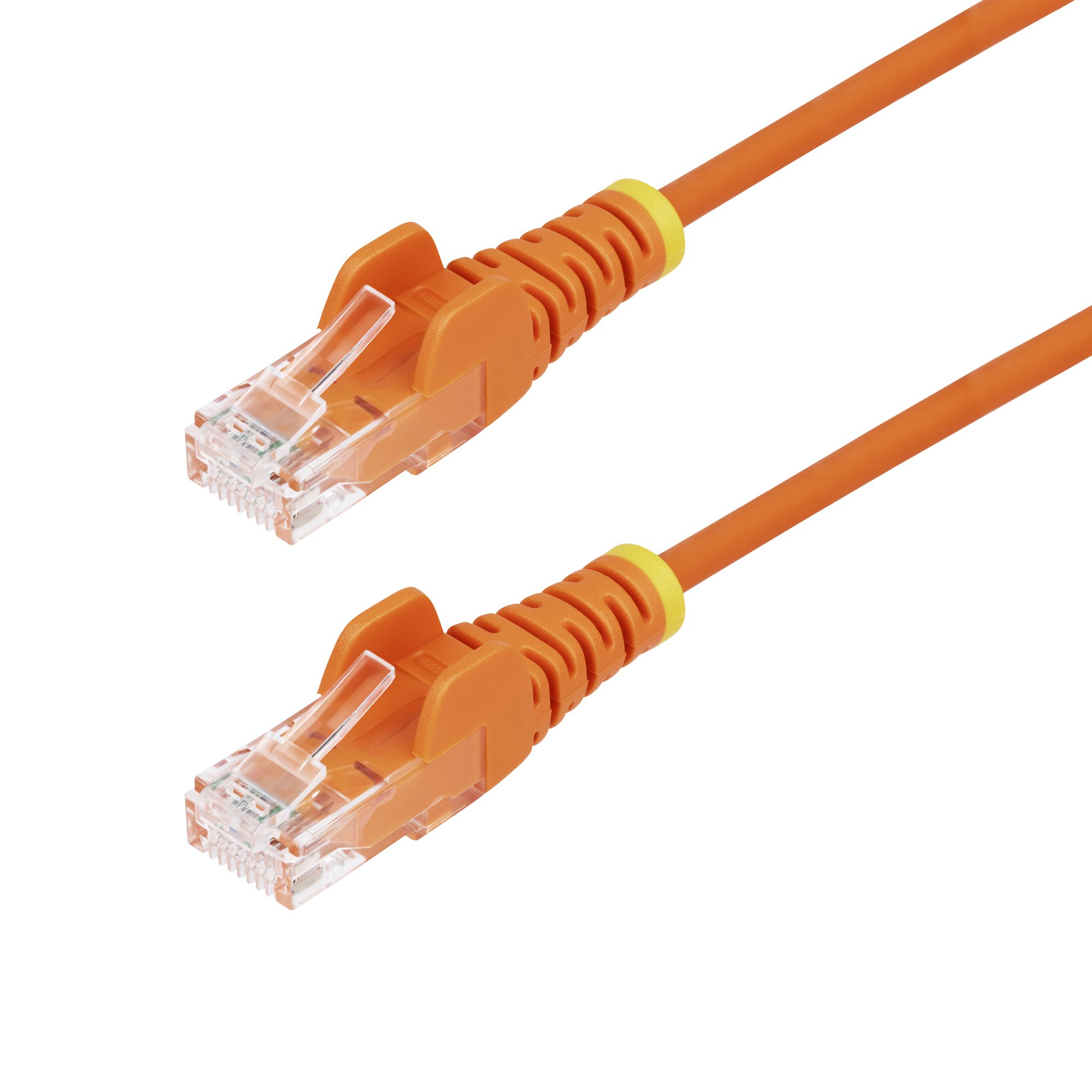 Orange Slim CAT6 Ethernet Cable, Snagless, 100W PoE, UTP, LSZH, 28AWG Pure Bare Copper Wire, Slim RJ45 Network Patch Cord w/Strain Reliefs, Fluke Tested