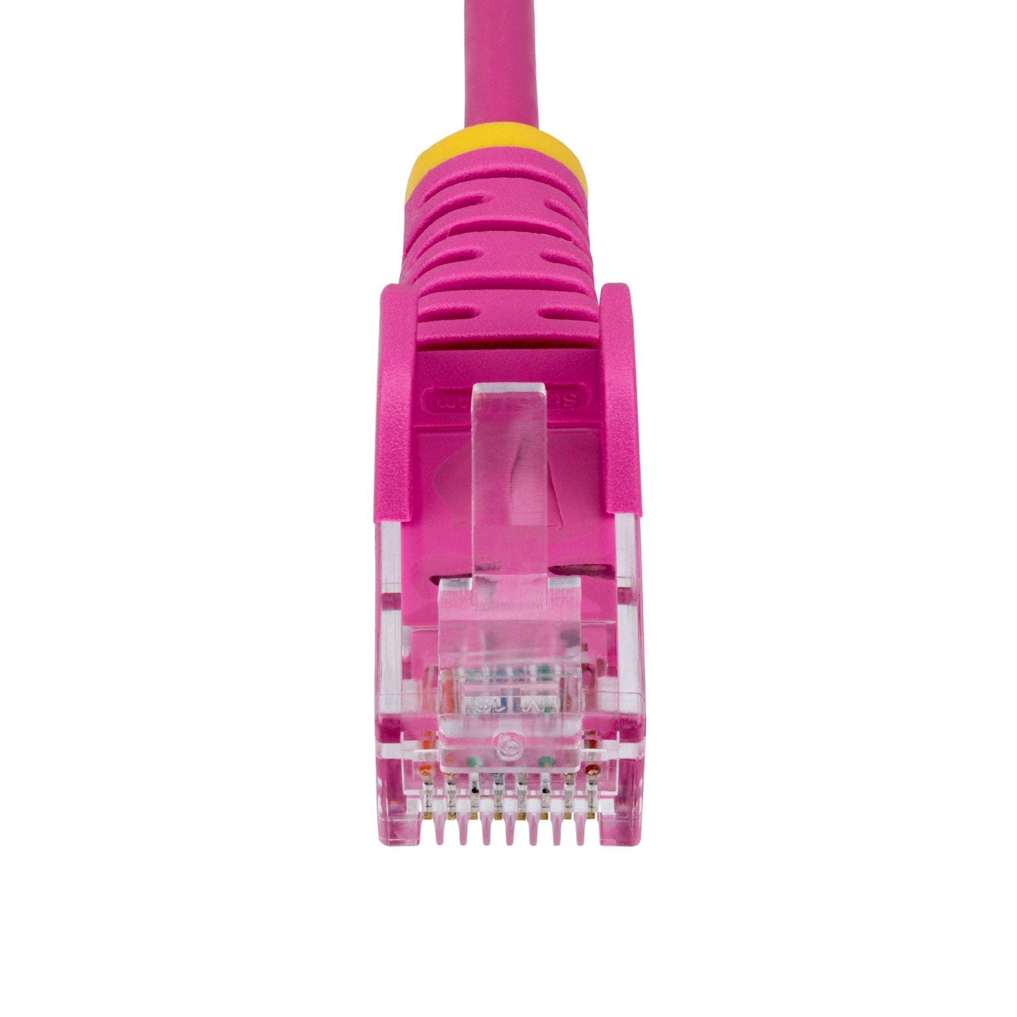 Pink Slim CAT6 Ethernet Cable, Snagless, 100W PoE, UTP, LSZH, 28AWG Pure Bare Copper Wire, Slim RJ45 Network Patch Cord w/Strain Reliefs, Fluke Tested