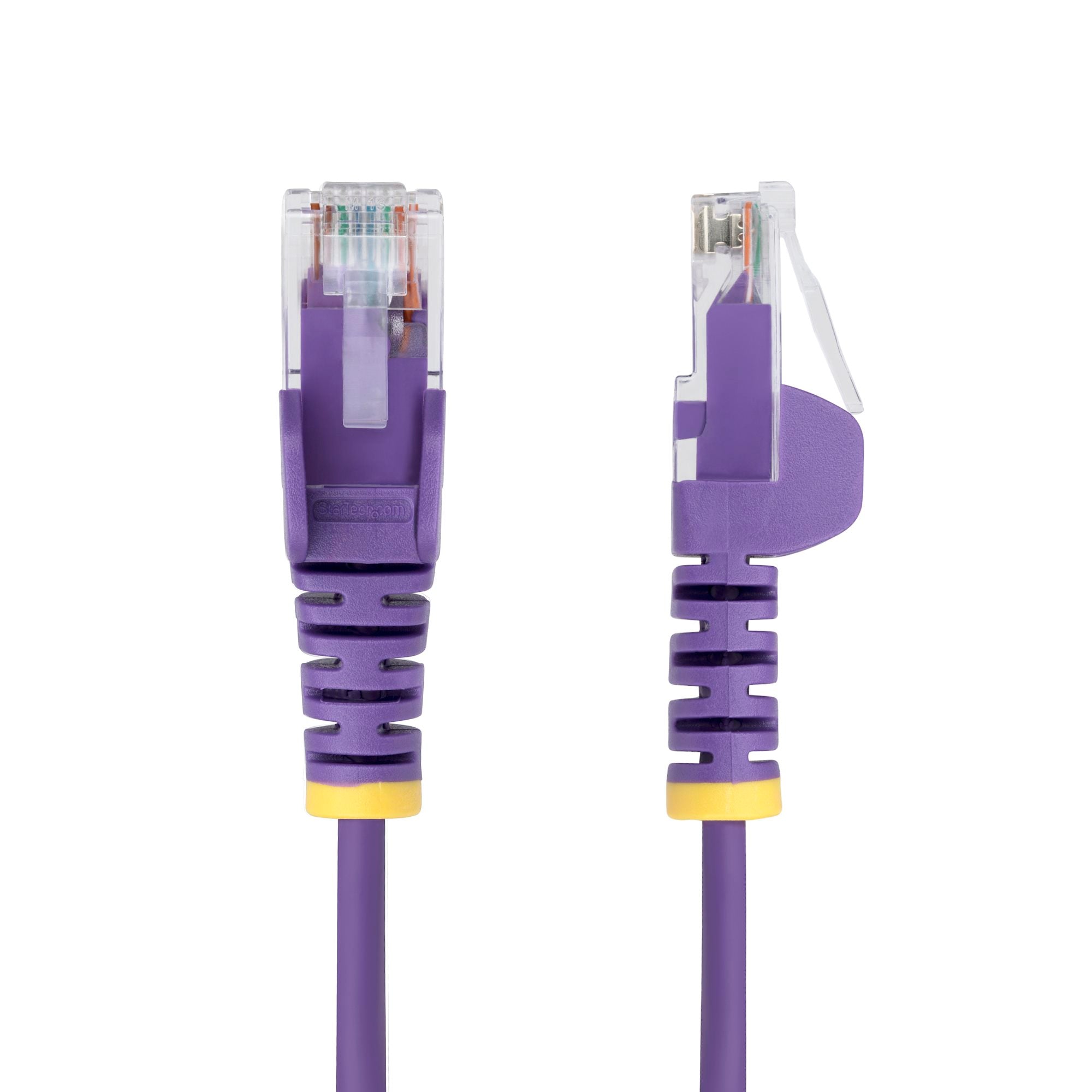 Purple Slim CAT6 Ethernet Cable, Snagless, 100W PoE, UTP, LSZH, 28AWG Pure Bare Copper Wire, Slim RJ45 Network Patch Cord w/Strain Reliefs, Fluke Tested