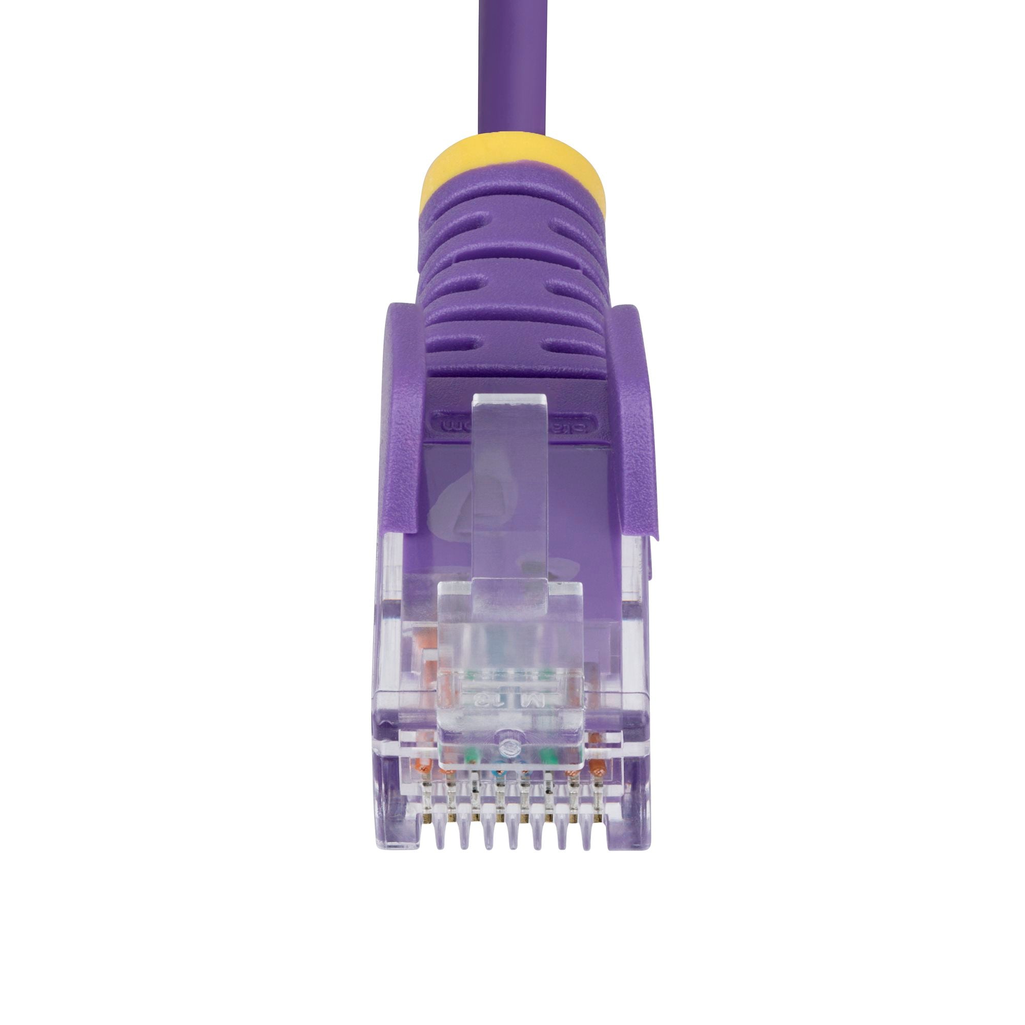 Purple Slim CAT6 Ethernet Cable, Snagless, 100W PoE, UTP, LSZH, 28AWG Pure Bare Copper Wire, Slim RJ45 Network Patch Cord w/Strain Reliefs, Fluke Tested