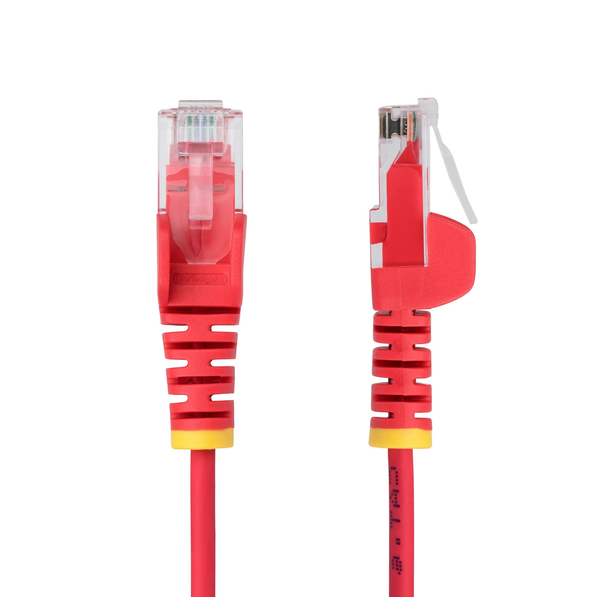Red Slim CAT6 Ethernet Cable, Snagless, 100W PoE, UTP, LSZH, 28AWG Pure Bare Copper Wire, Slim RJ45 Network Patch Cord w/Strain Reliefs, Fluke Tested