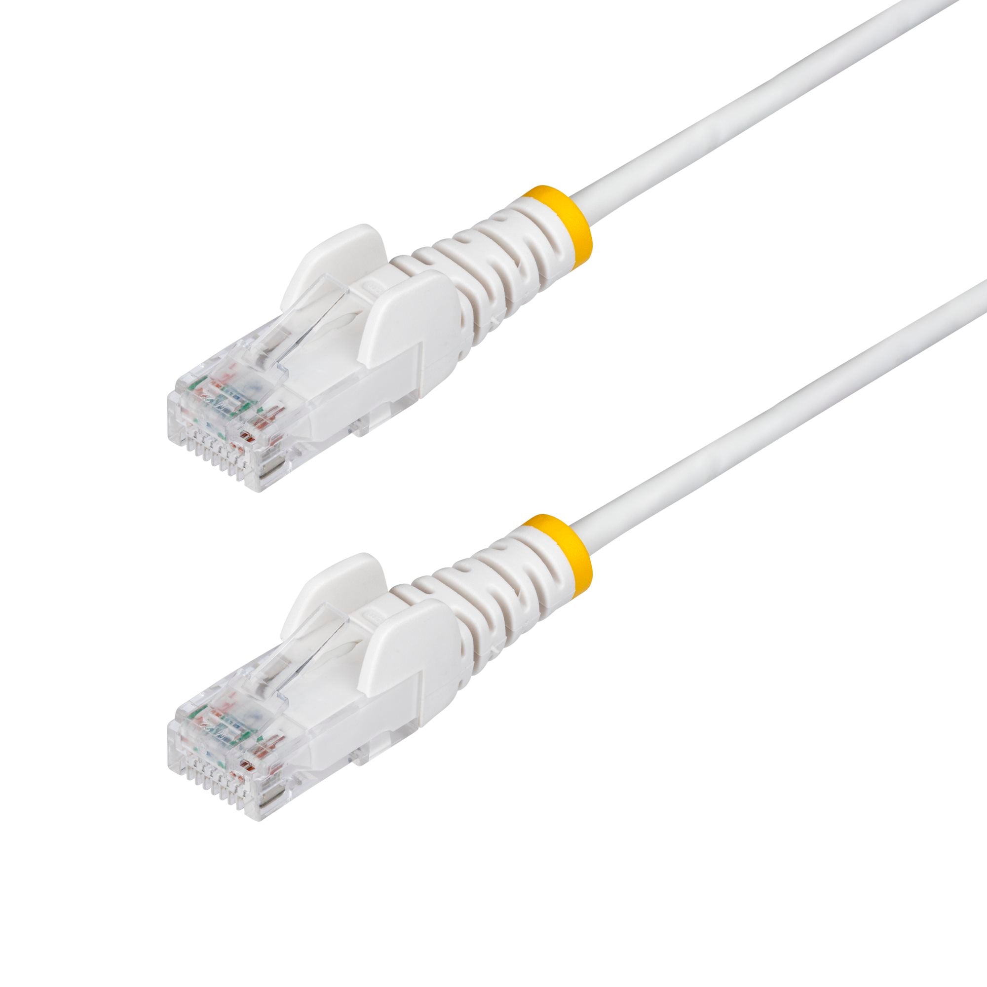 White Slim CAT6 Ethernet Cable, Snagless, 100W PoE, UTP, LSZH, 28AWG Pure Bare Copper Wire, Slim RJ45 Network Patch Cord w/Strain Reliefs, Fluke Tested