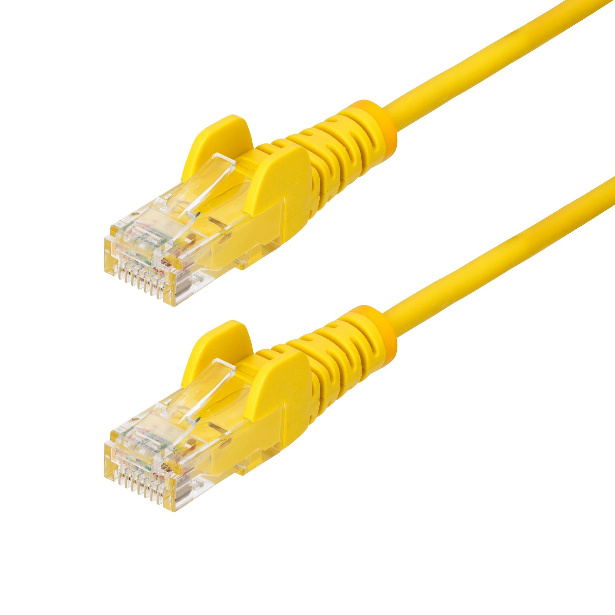 Yellow Slim CAT6 Ethernet Cable, Snagless, 100W PoE, UTP, LSZH, 28AWG Pure Bare Copper Wire, Slim RJ45 Network Patch Cord w/Strain Reliefs, Fluke Tested