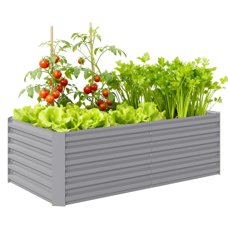 6' x 3' x 2' Raised Garden Bed, Galvanized Planter Box for Growing Flowers, Herbs and Vegetables, Light Grey