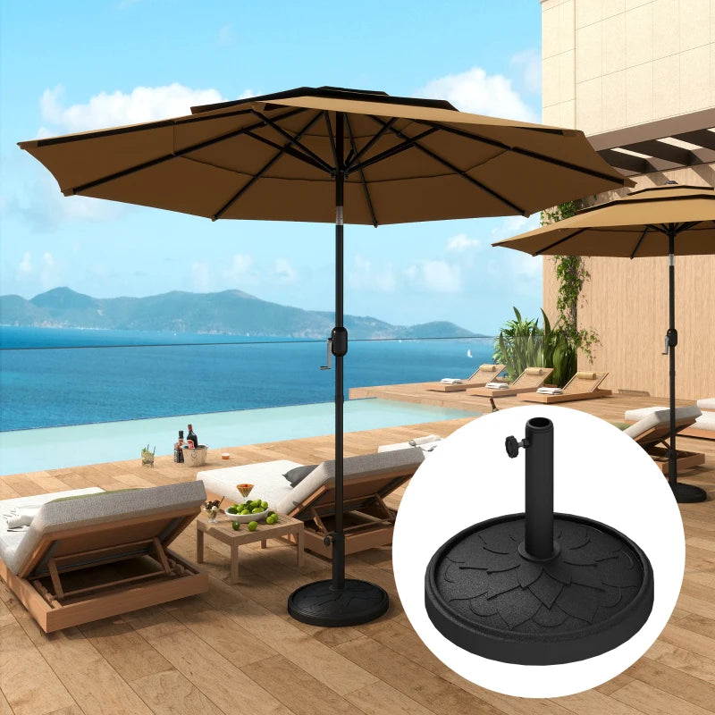 Round Patio Umbrella Base, 26 lbs Resin Umbrella Stand Base, Heavy Duty Patio Umbrella Holder, Black